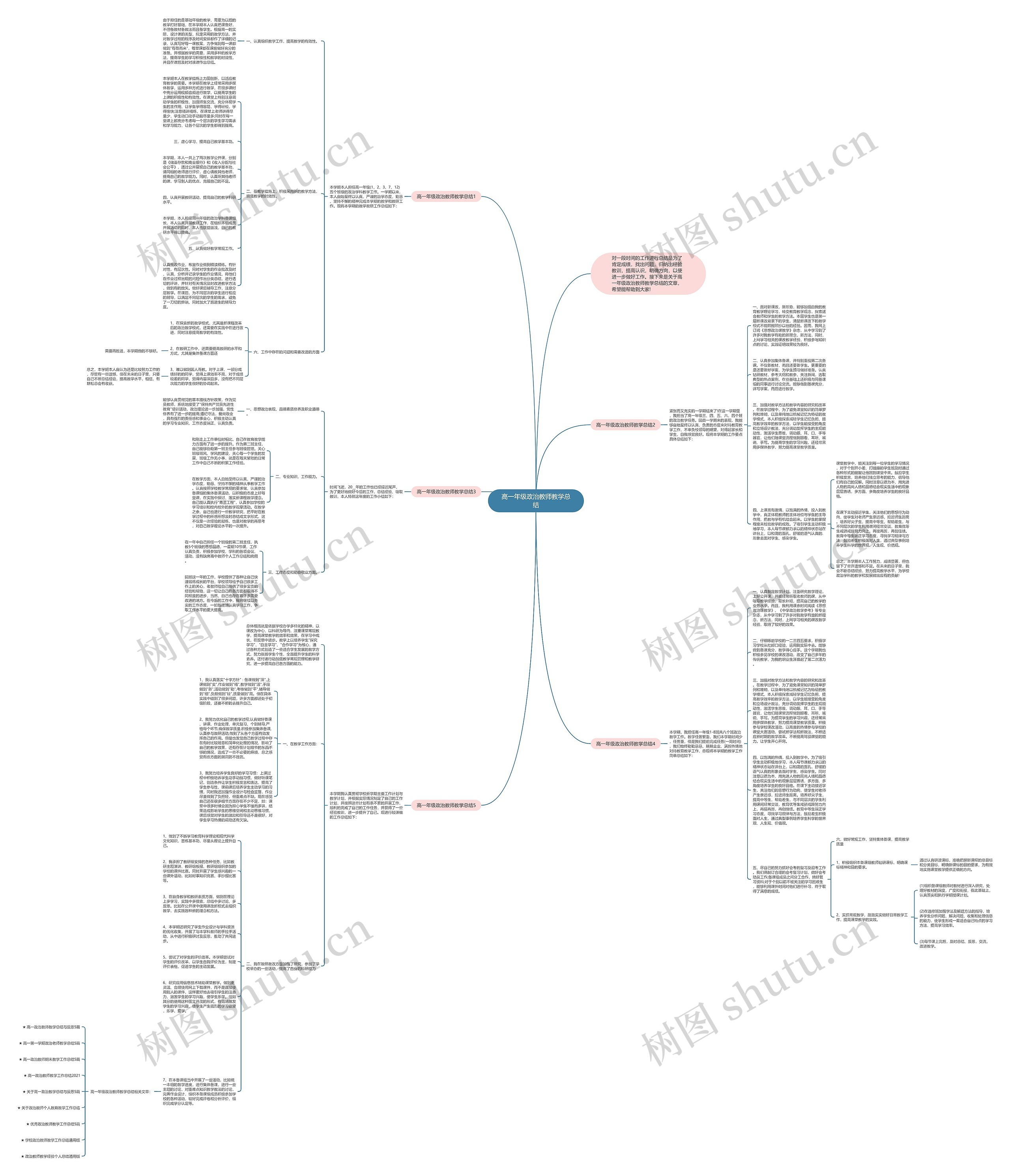 高一年级政治教师教学总结思维导图