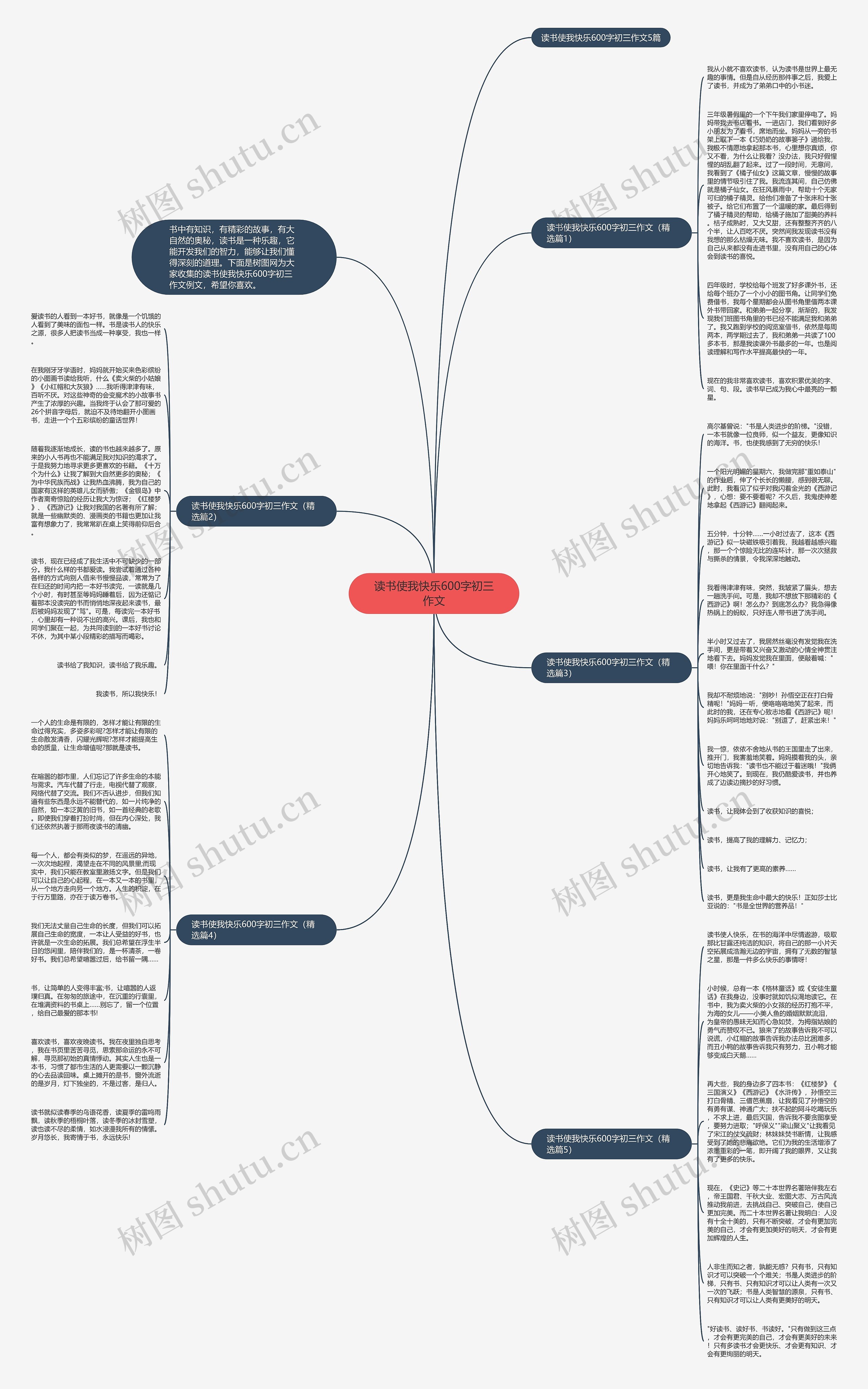 读书使我快乐600字初三作文思维导图