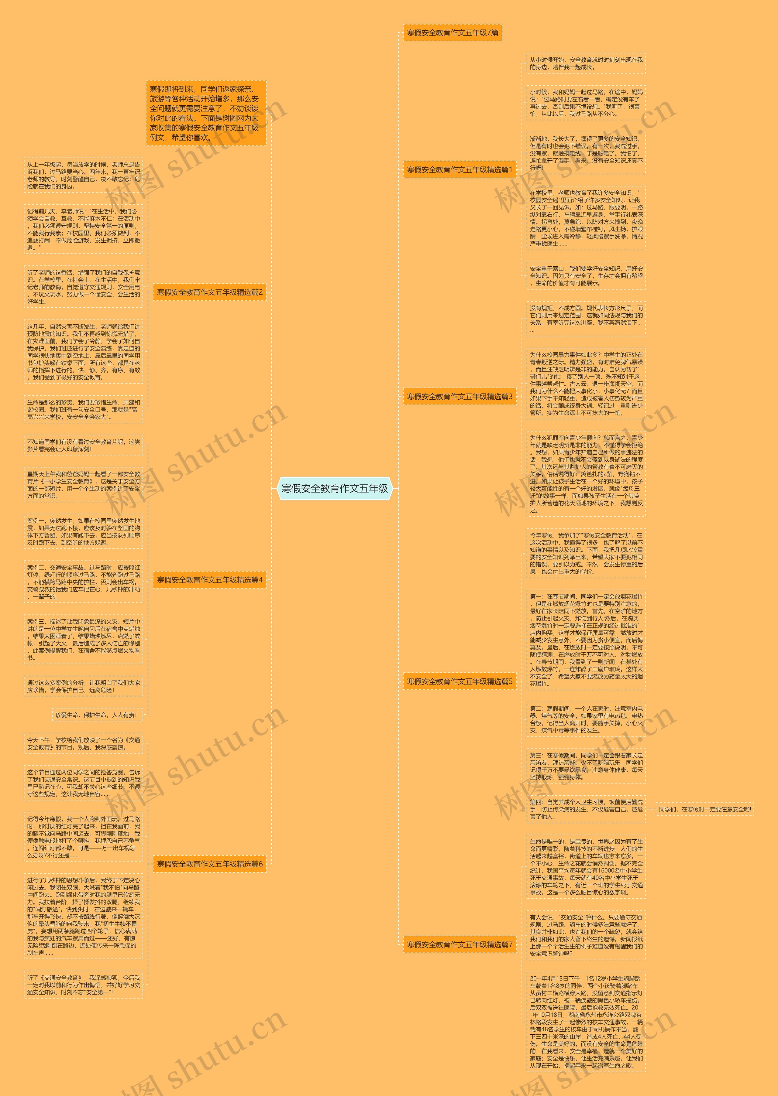 寒假安全教育作文五年级思维导图