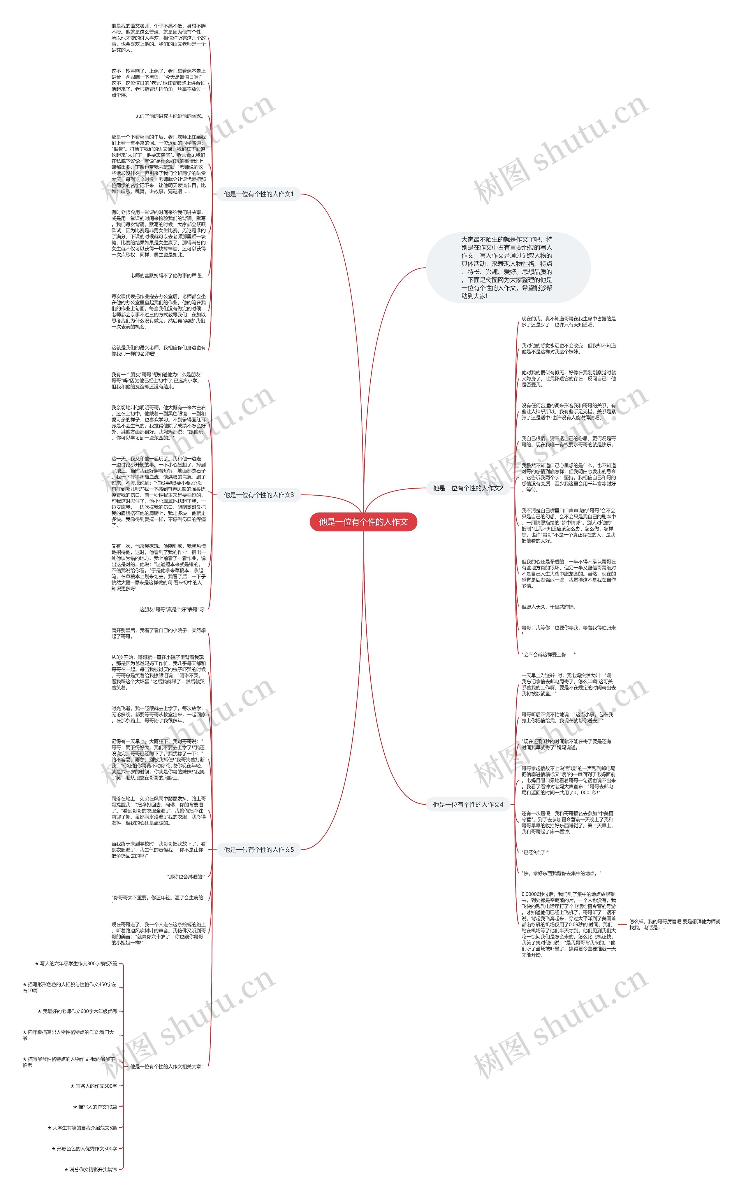 他是一位有个性的人作文思维导图