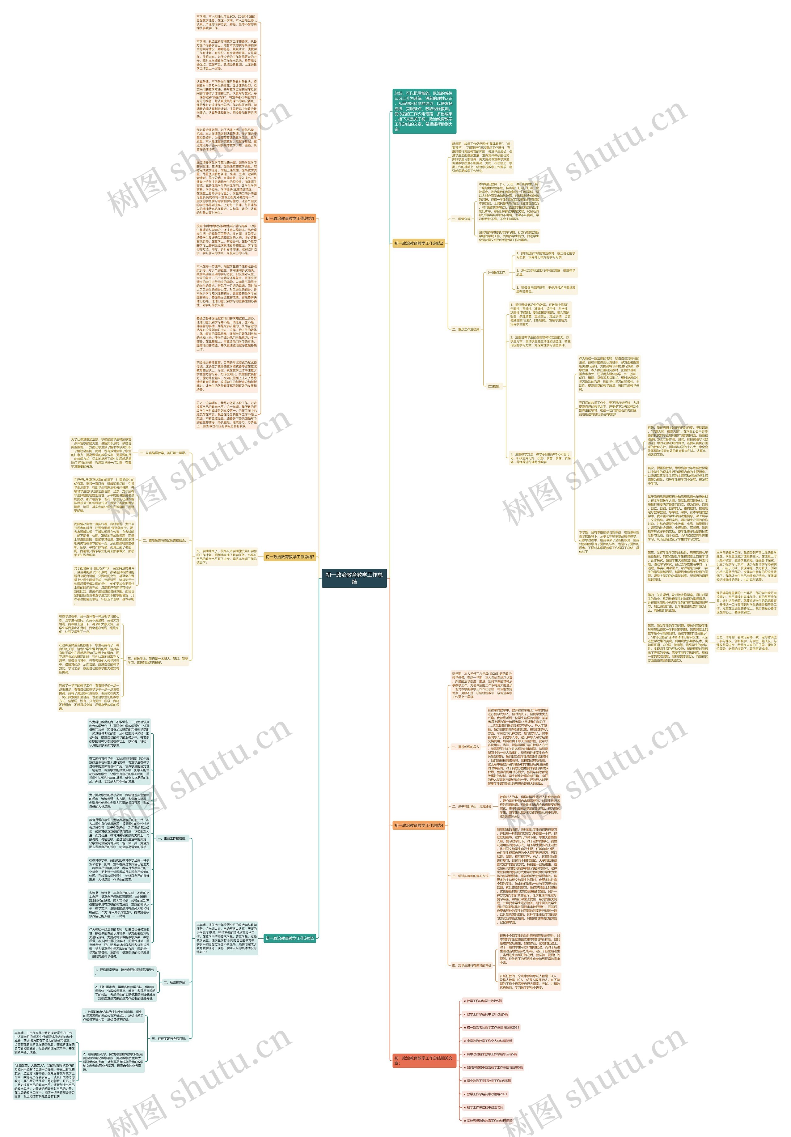 初一政治教育教学工作总结思维导图