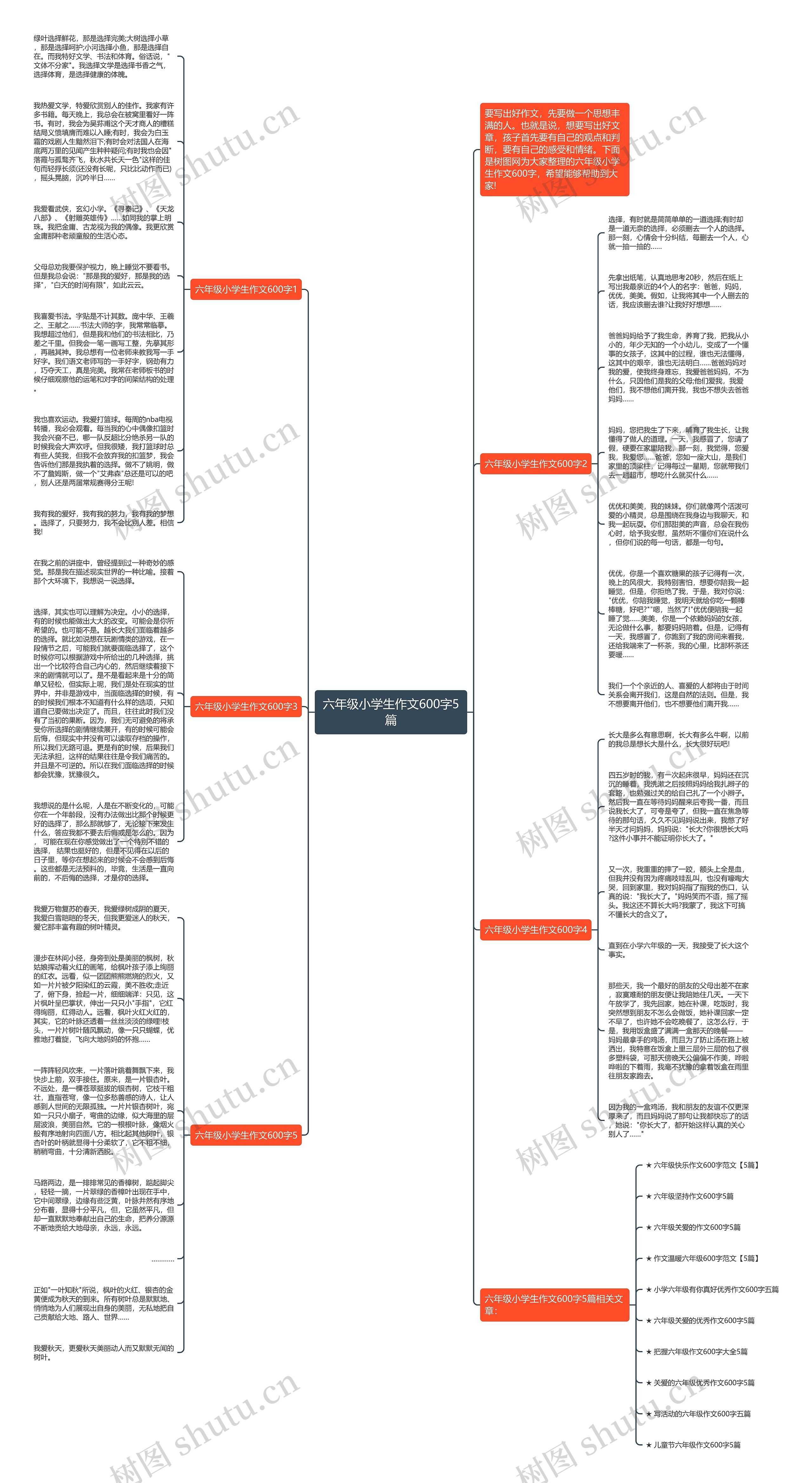 六年级小学生作文600字5篇思维导图