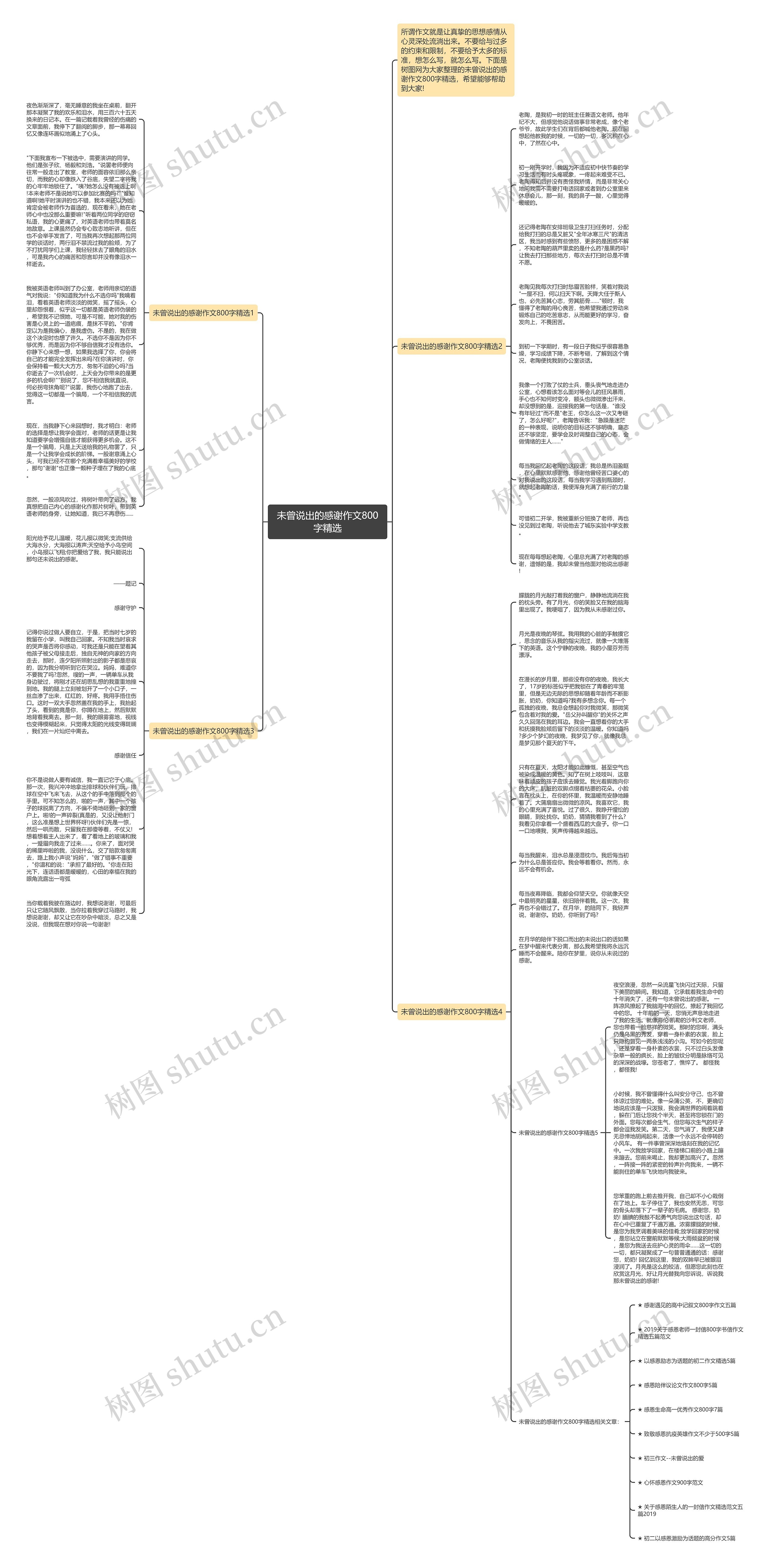 未曾说出的感谢作文800字精选思维导图