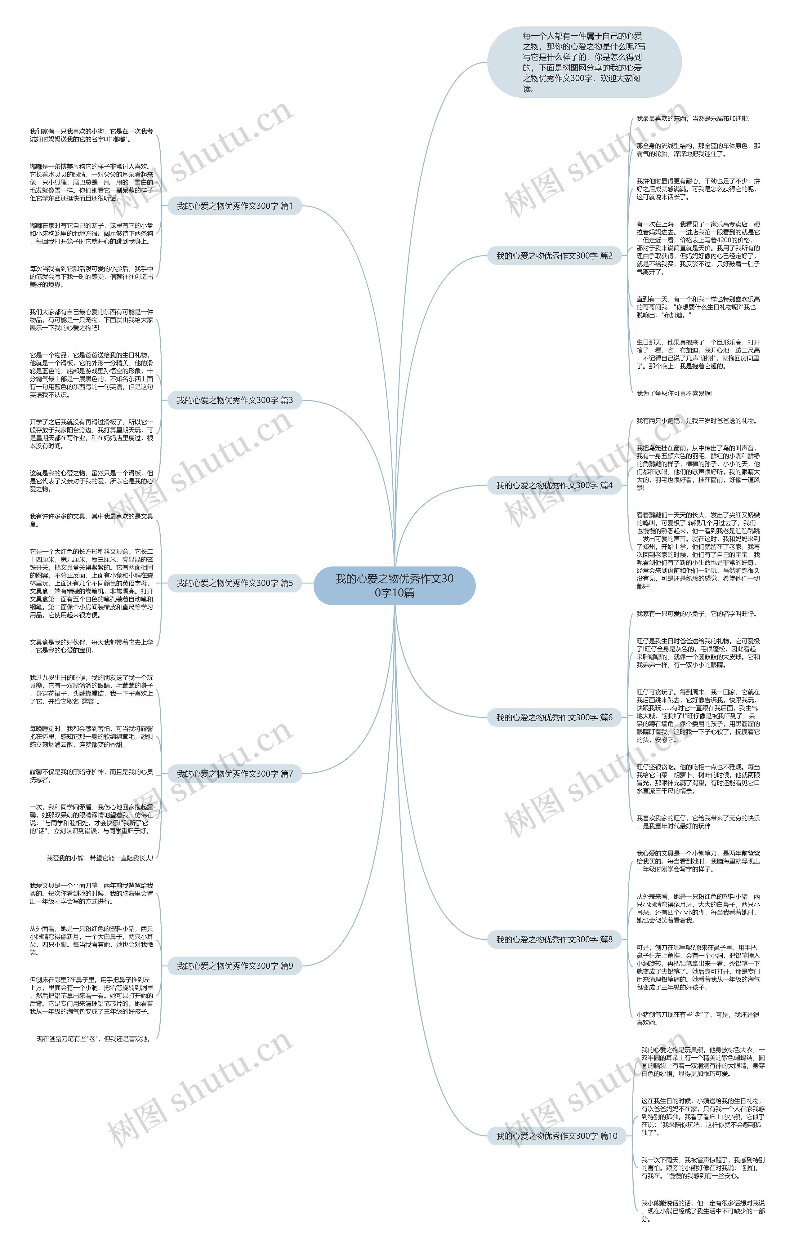 我的心爱之物优秀作文300字10篇思维导图