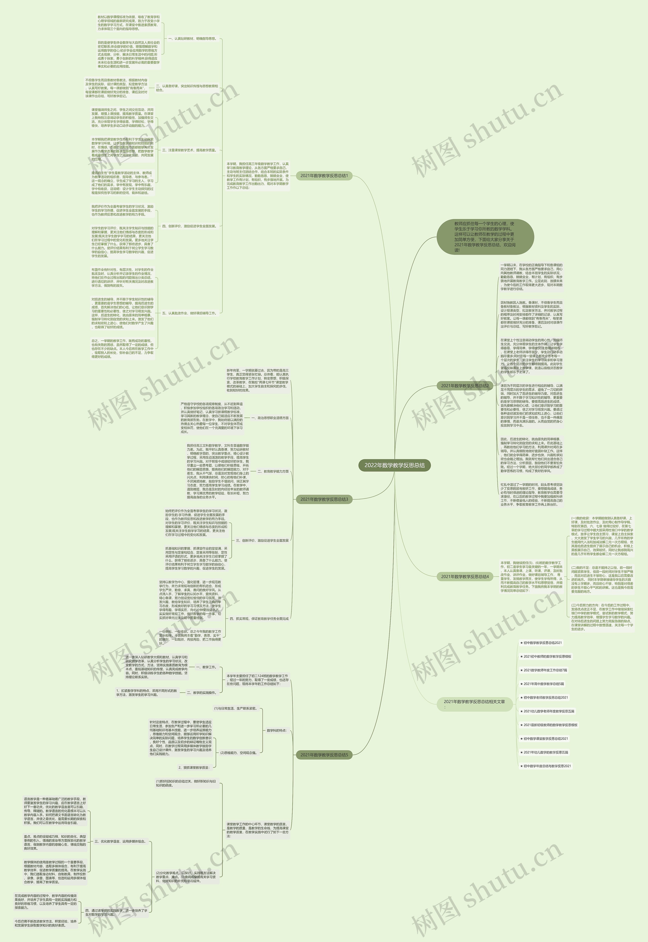 2022年数学教学反思总结思维导图