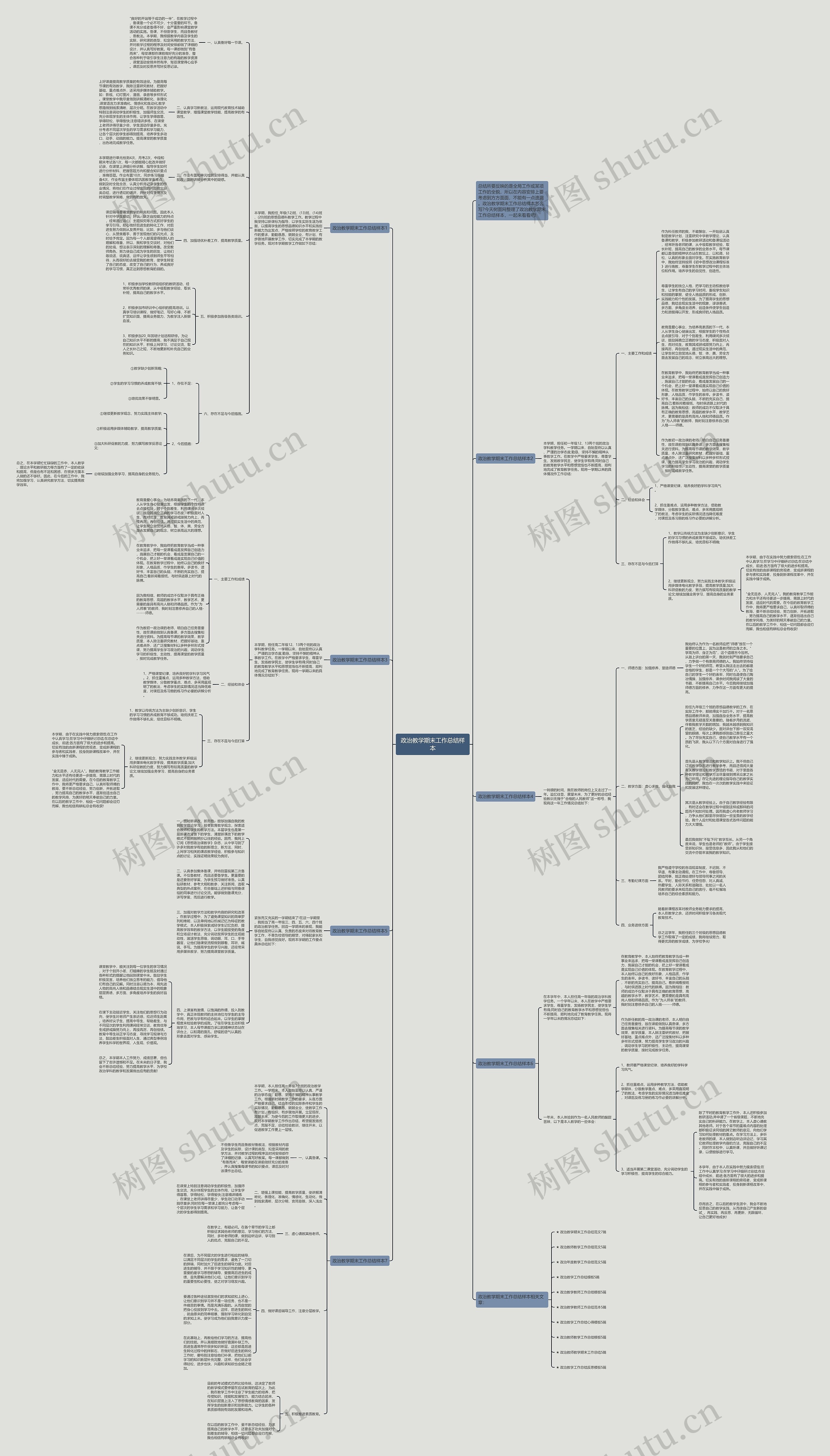 政治教学期末工作总结样本思维导图