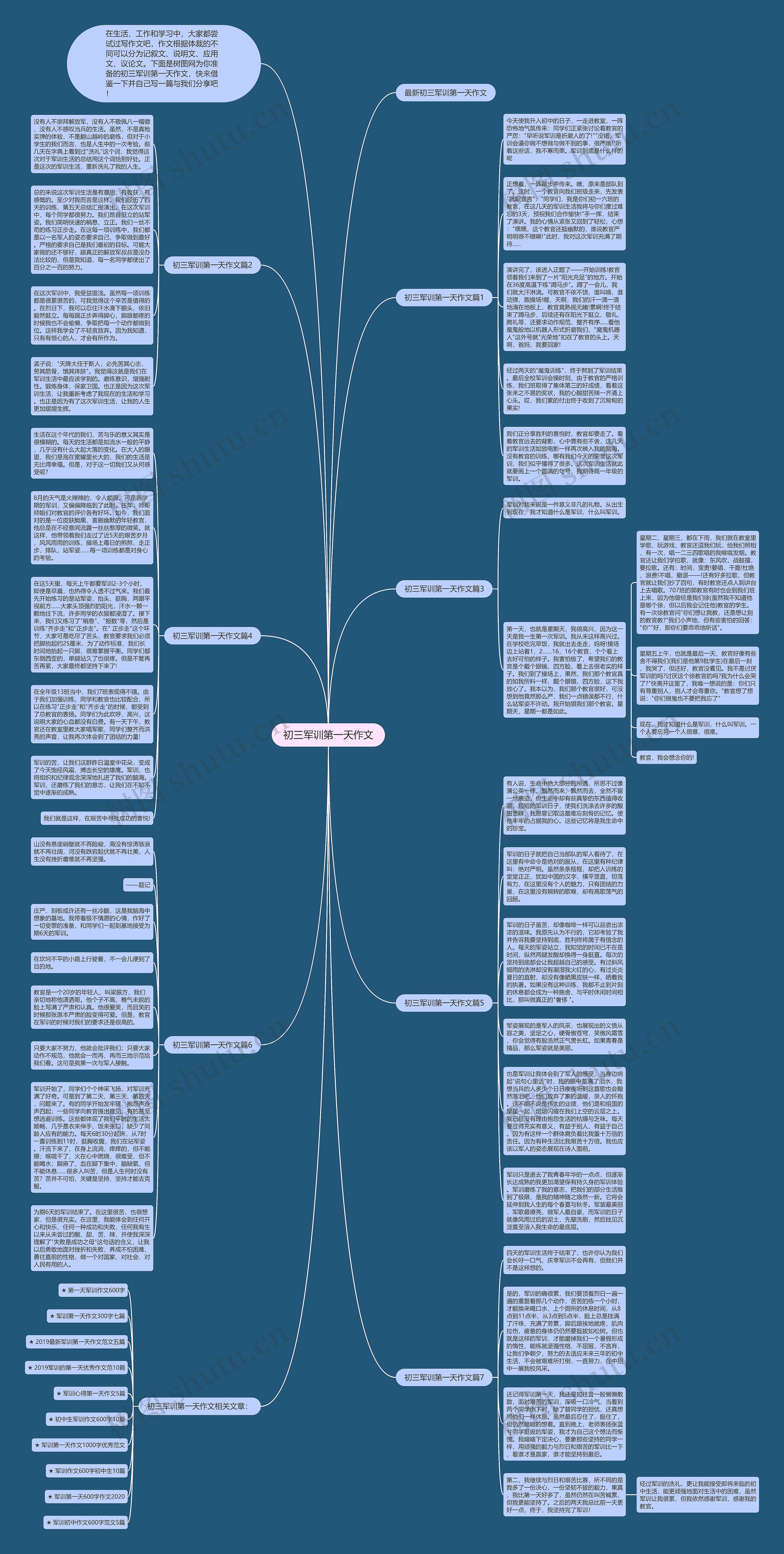 初三军训第一天作文思维导图