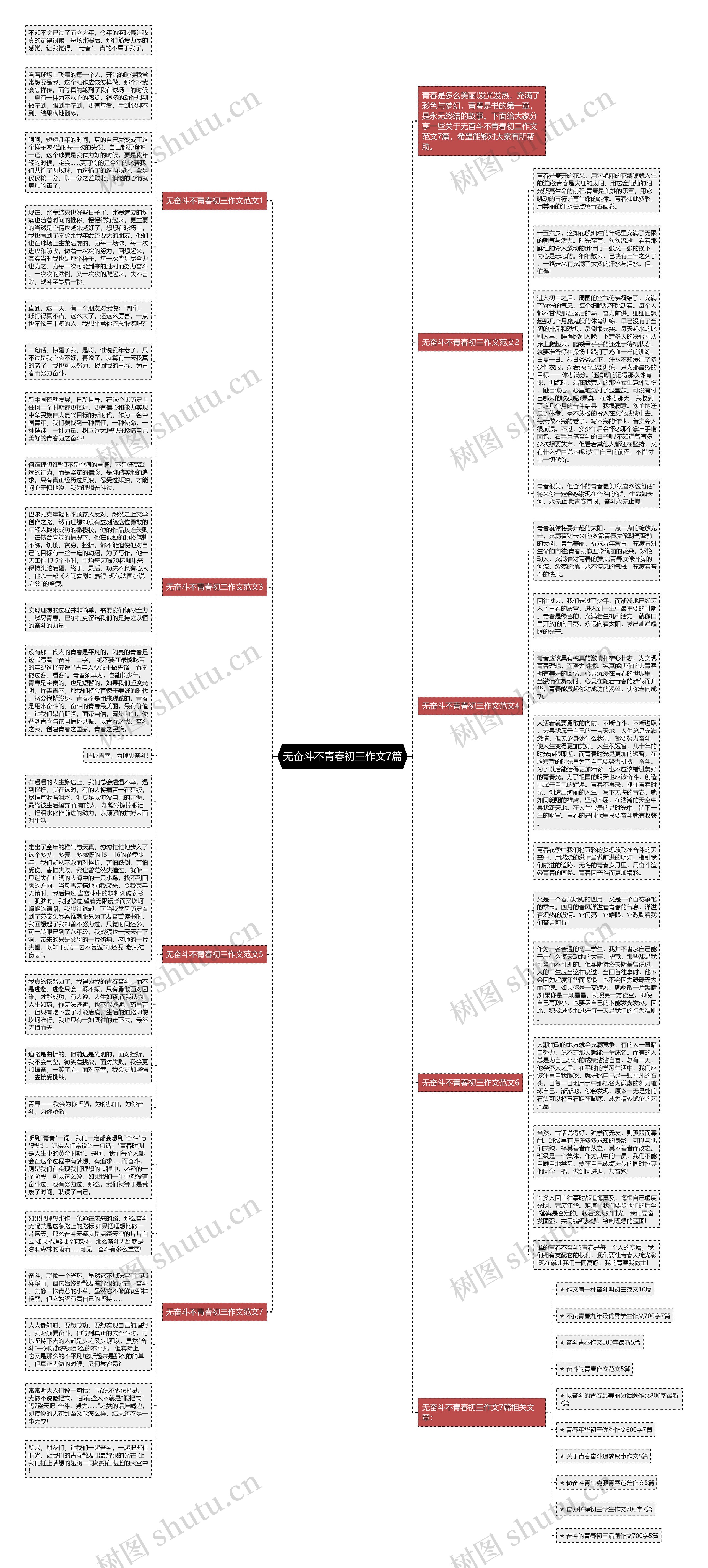 无奋斗不青春初三作文7篇思维导图