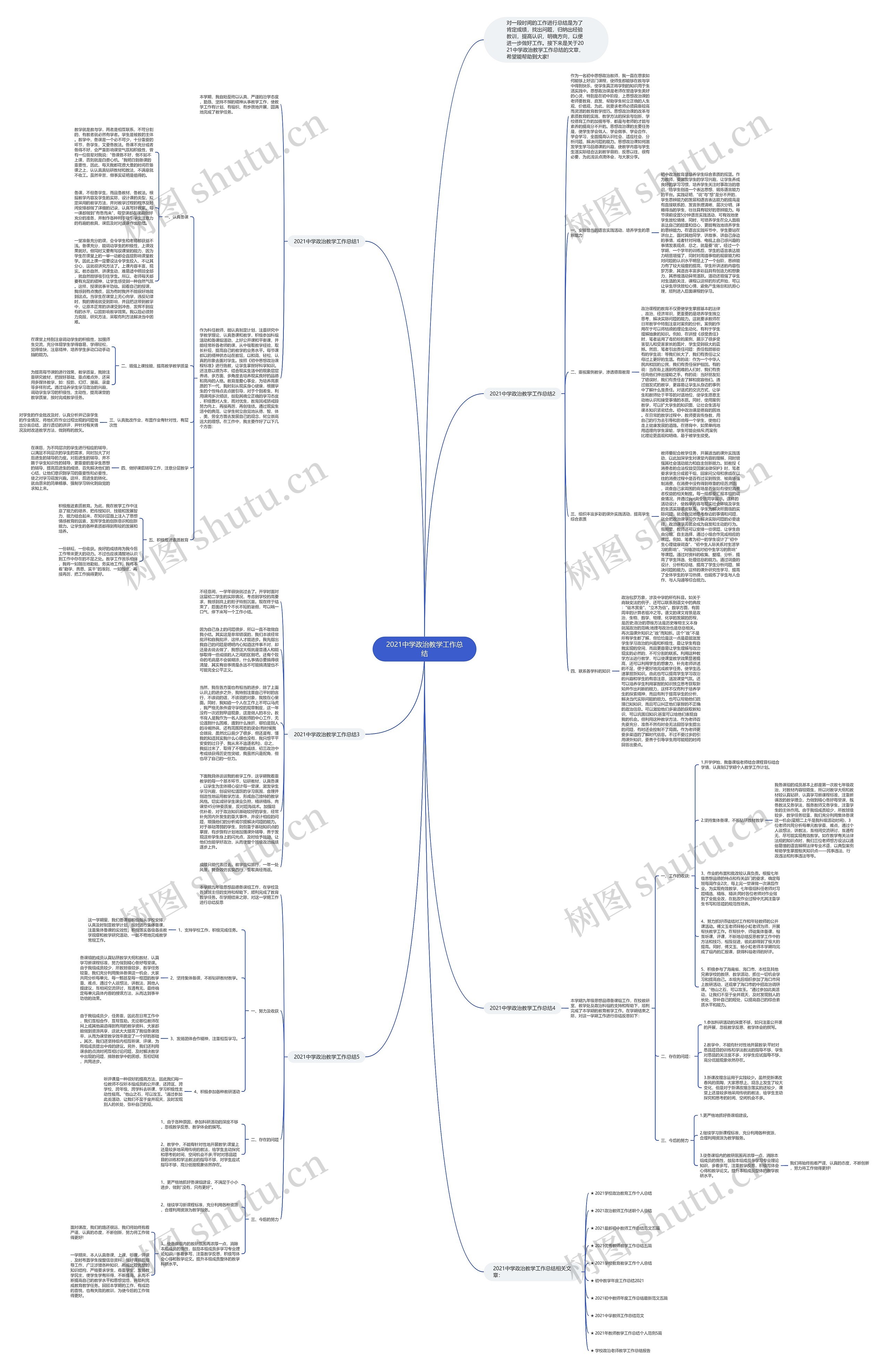 2021中学政治教学工作总结思维导图
