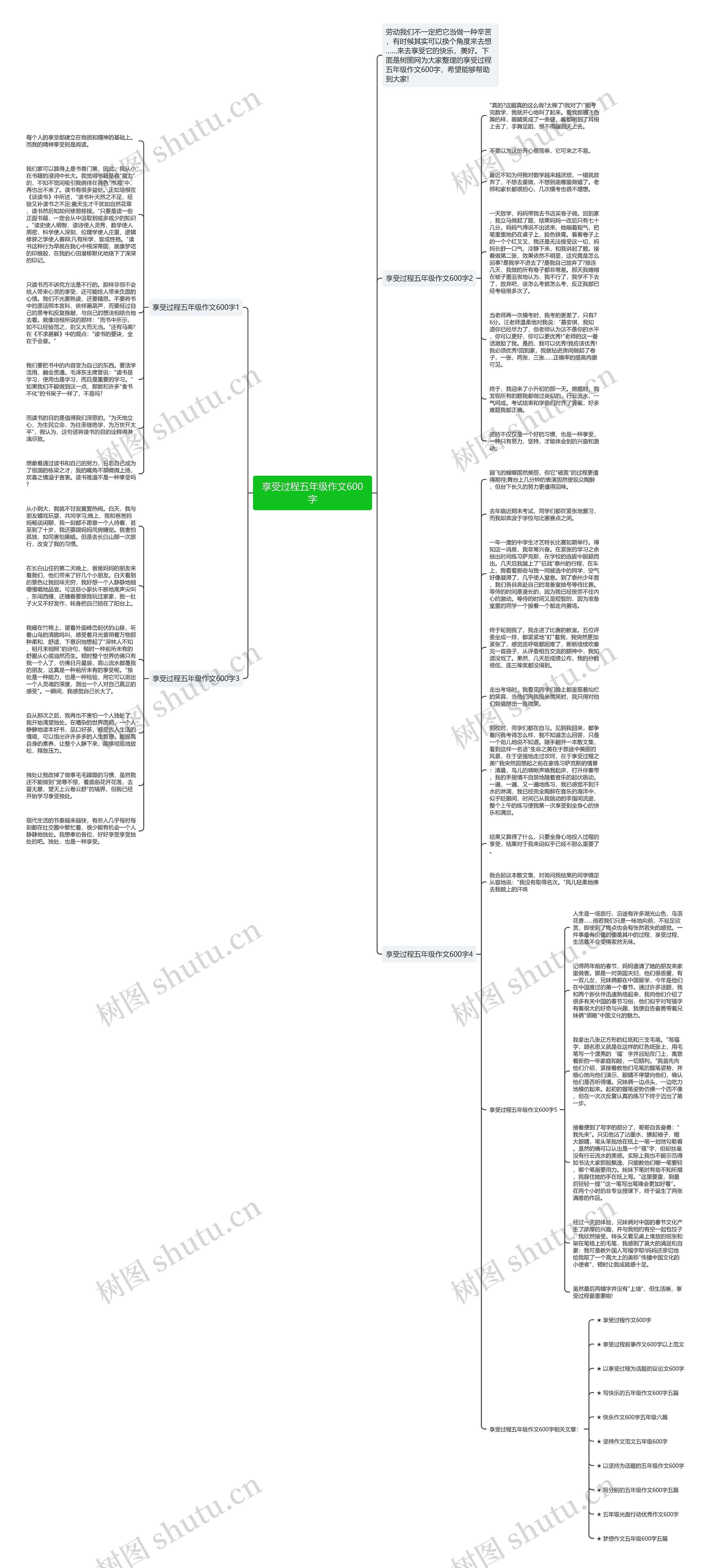 享受过程五年级作文600字思维导图