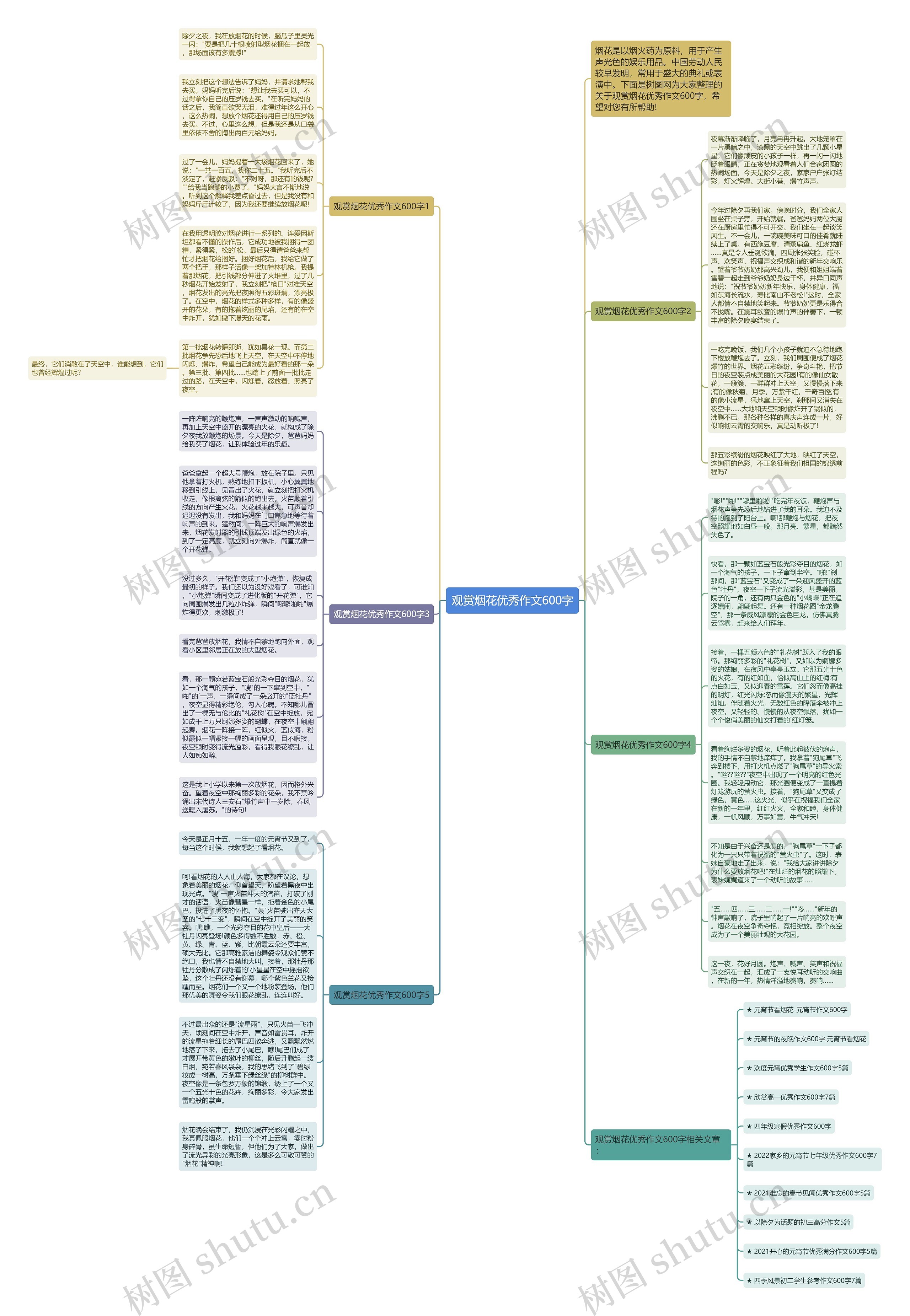 观赏烟花优秀作文600字思维导图