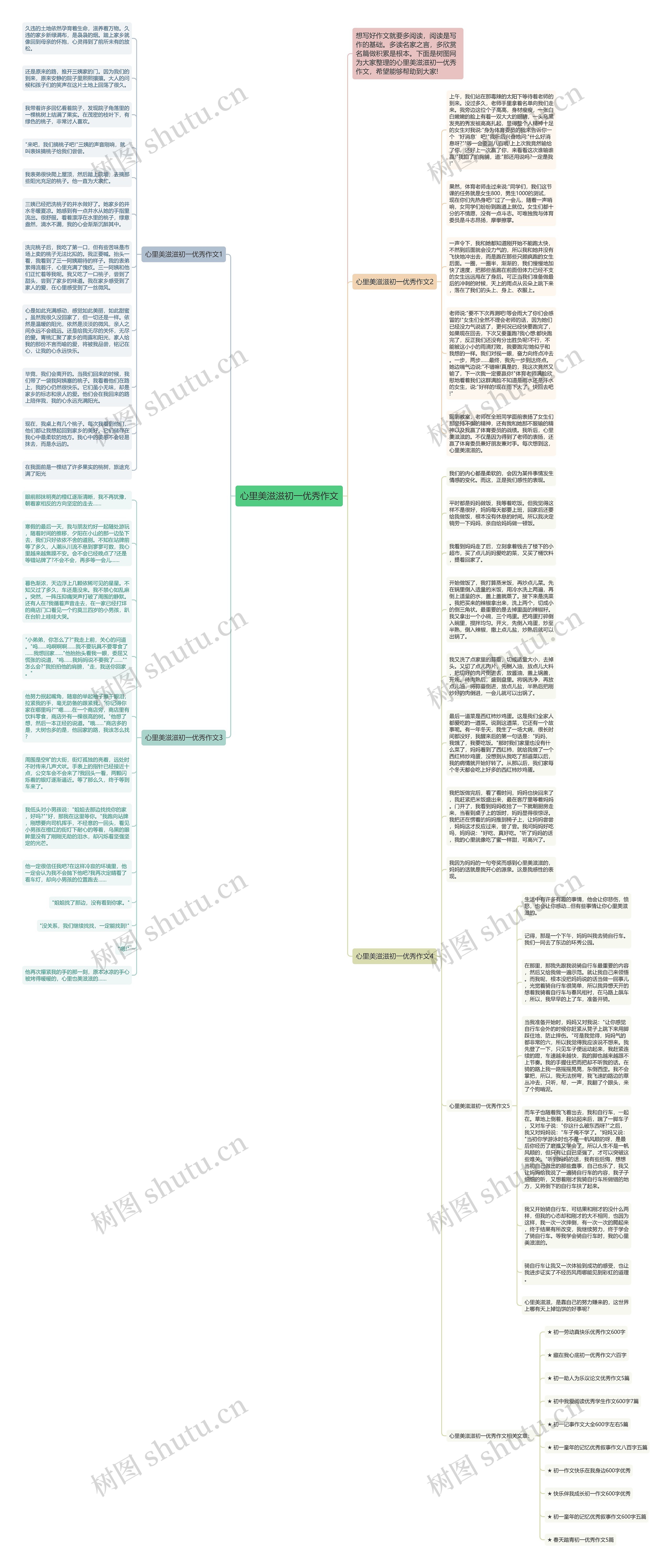 心里美滋滋初一优秀作文思维导图