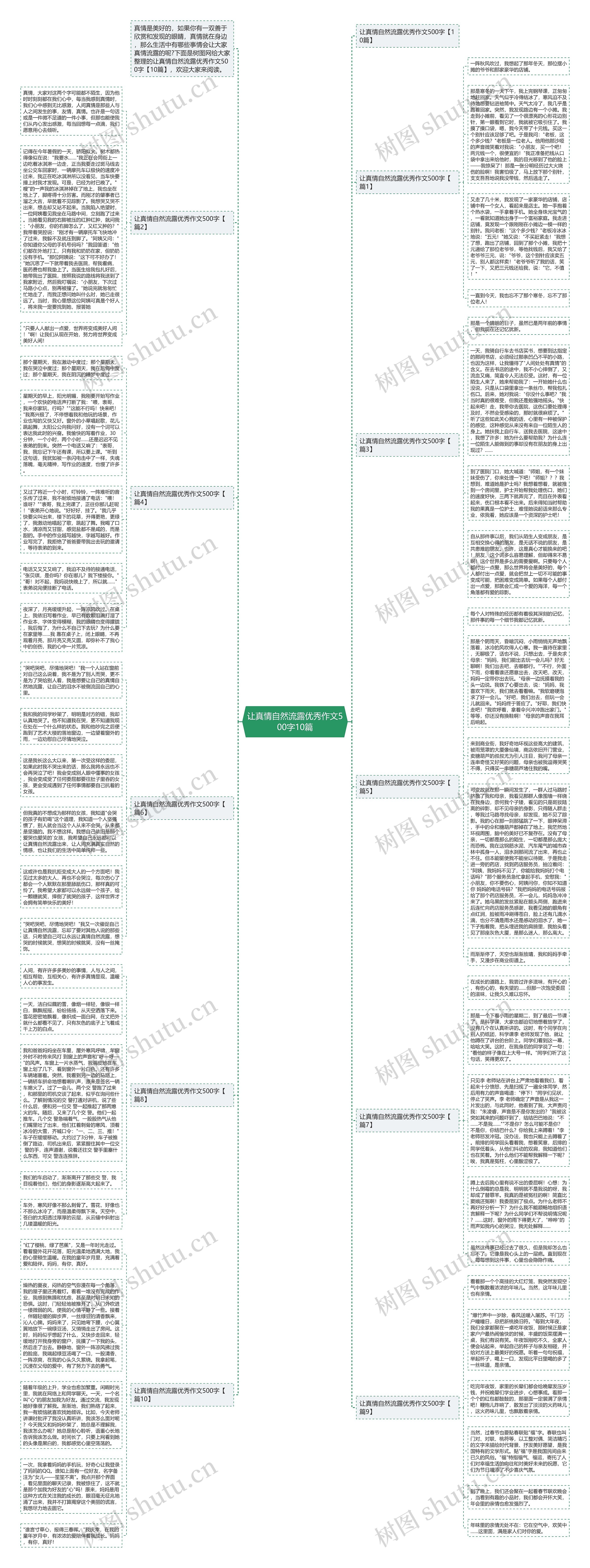 让真情自然流露优秀作文500字10篇思维导图