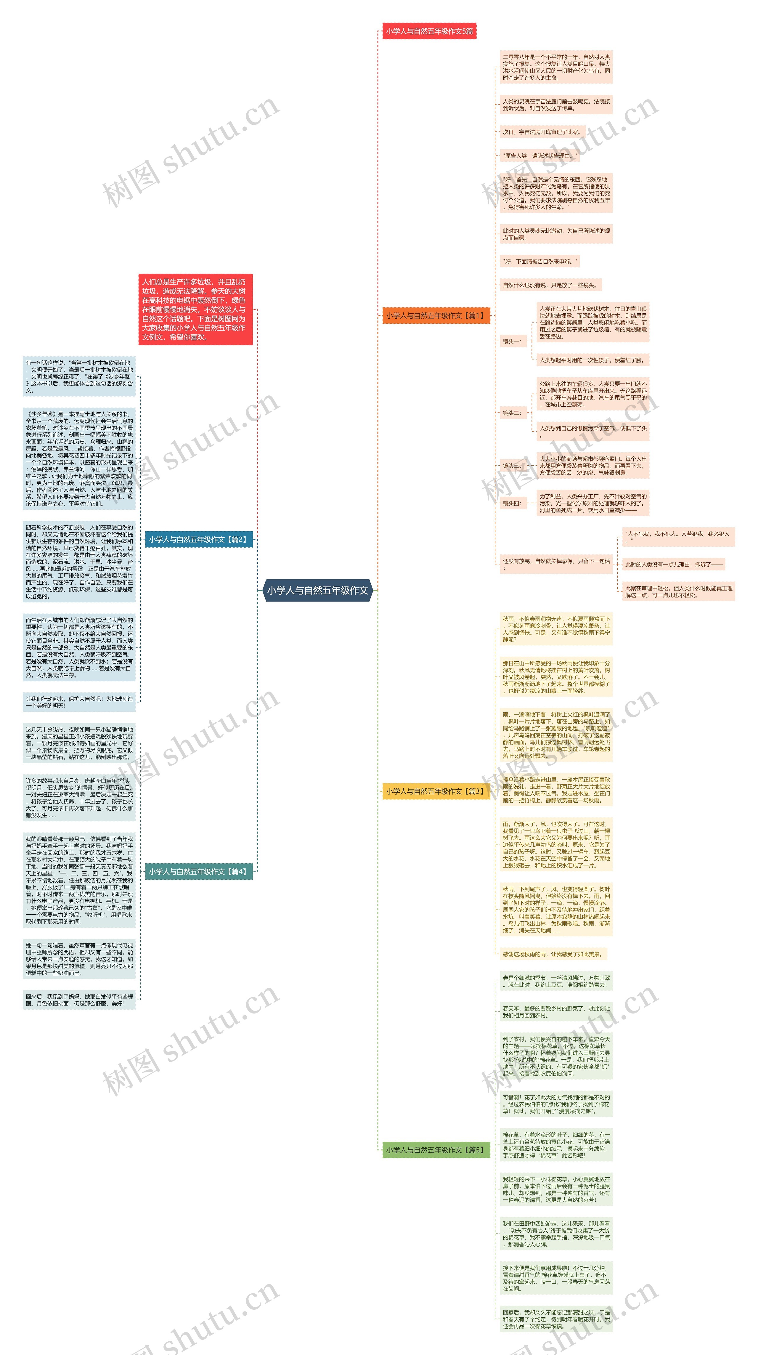 小学人与自然五年级作文思维导图