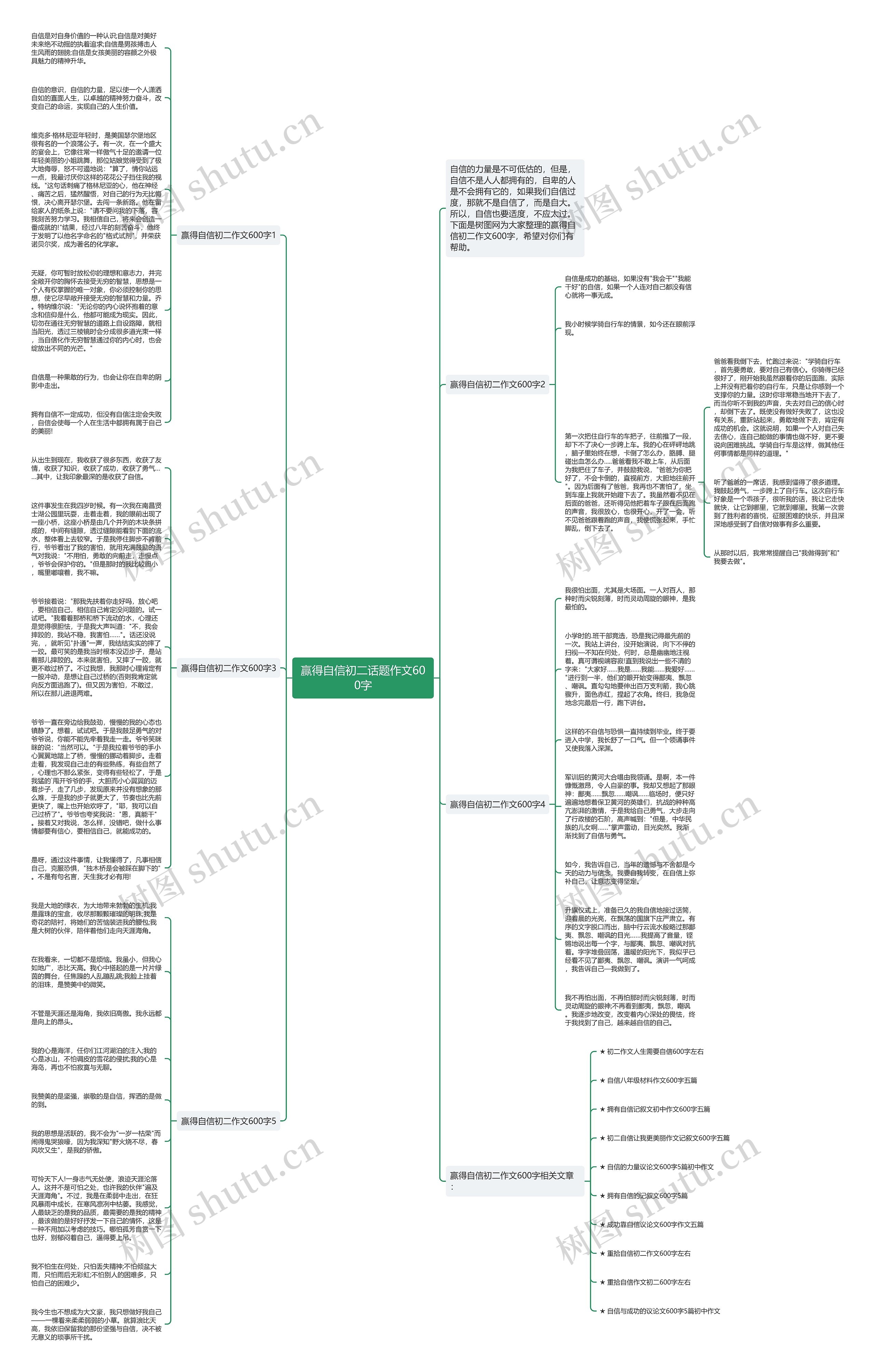 赢得自信初二话题作文600字思维导图