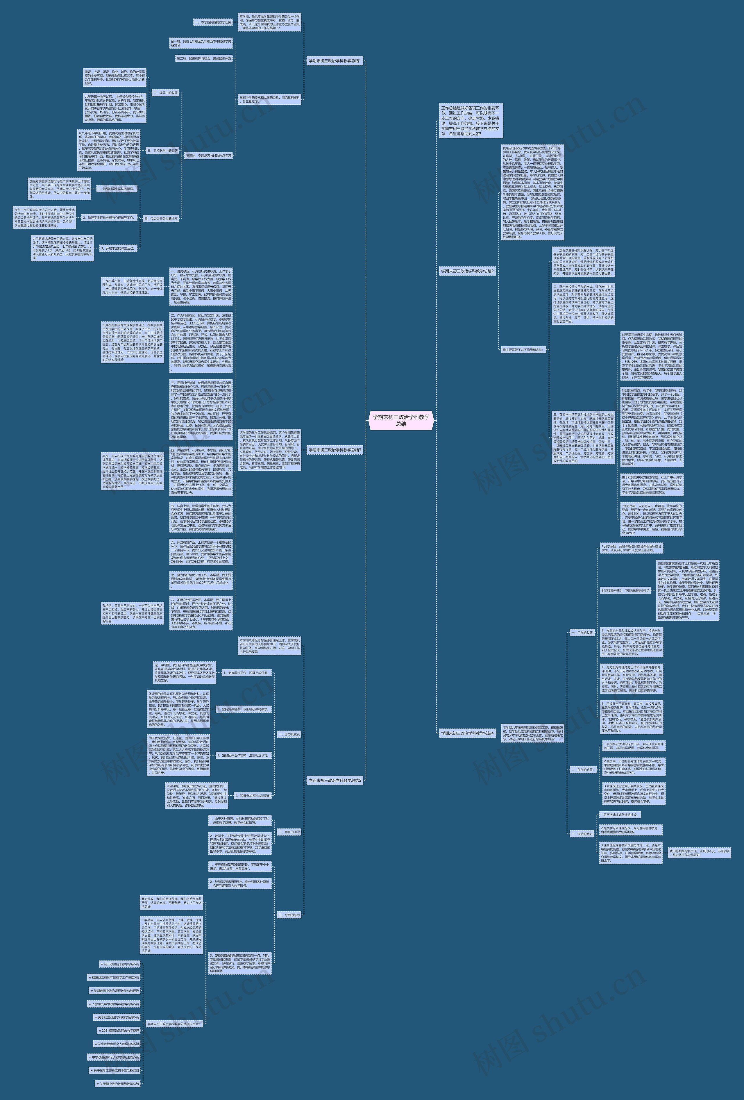 学期末初三政治学科教学总结思维导图