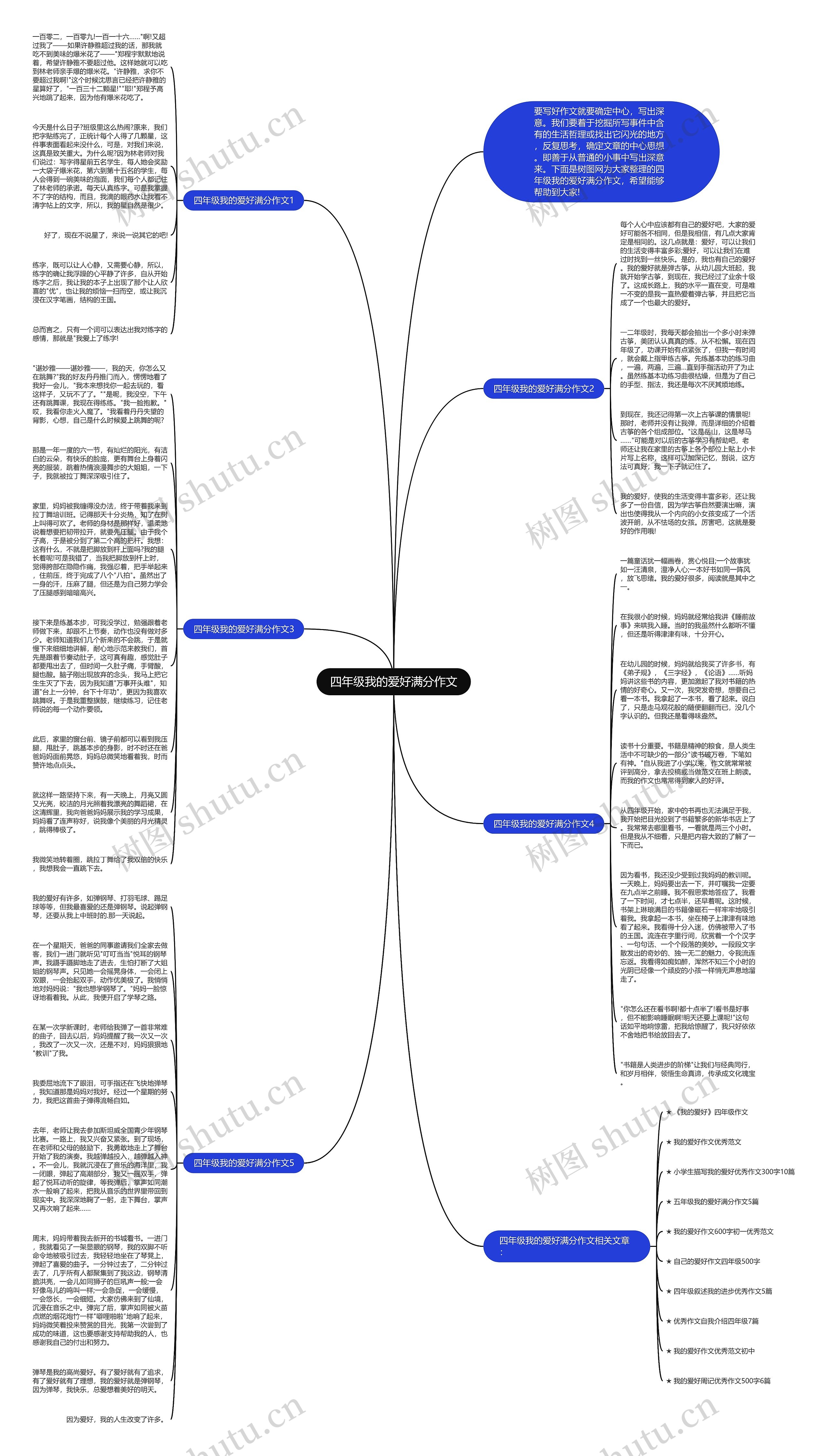 四年级我的爱好满分作文思维导图