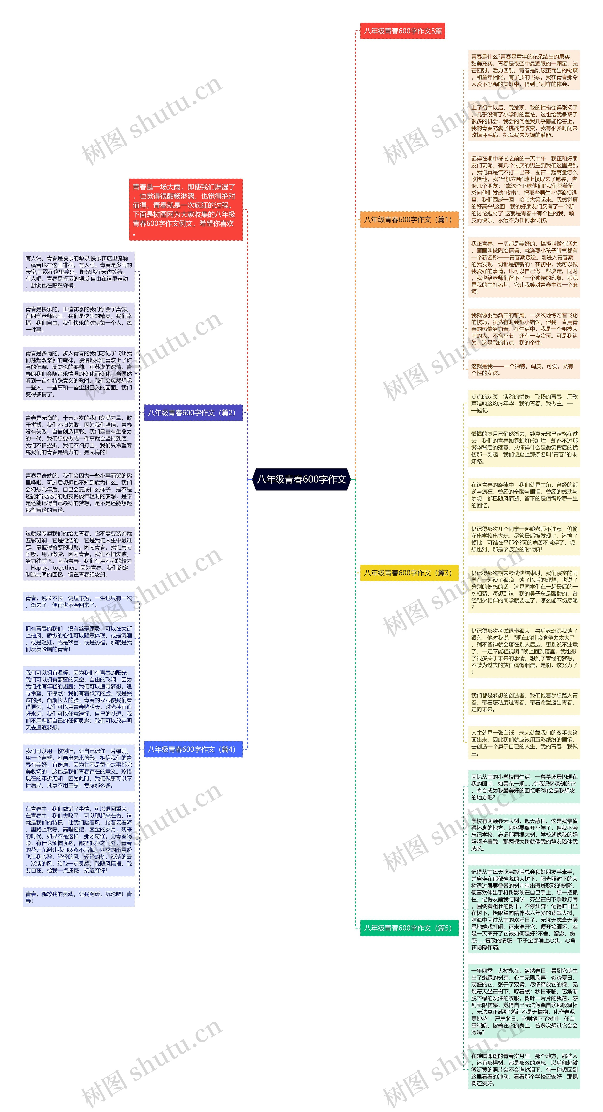八年级青春600字作文思维导图