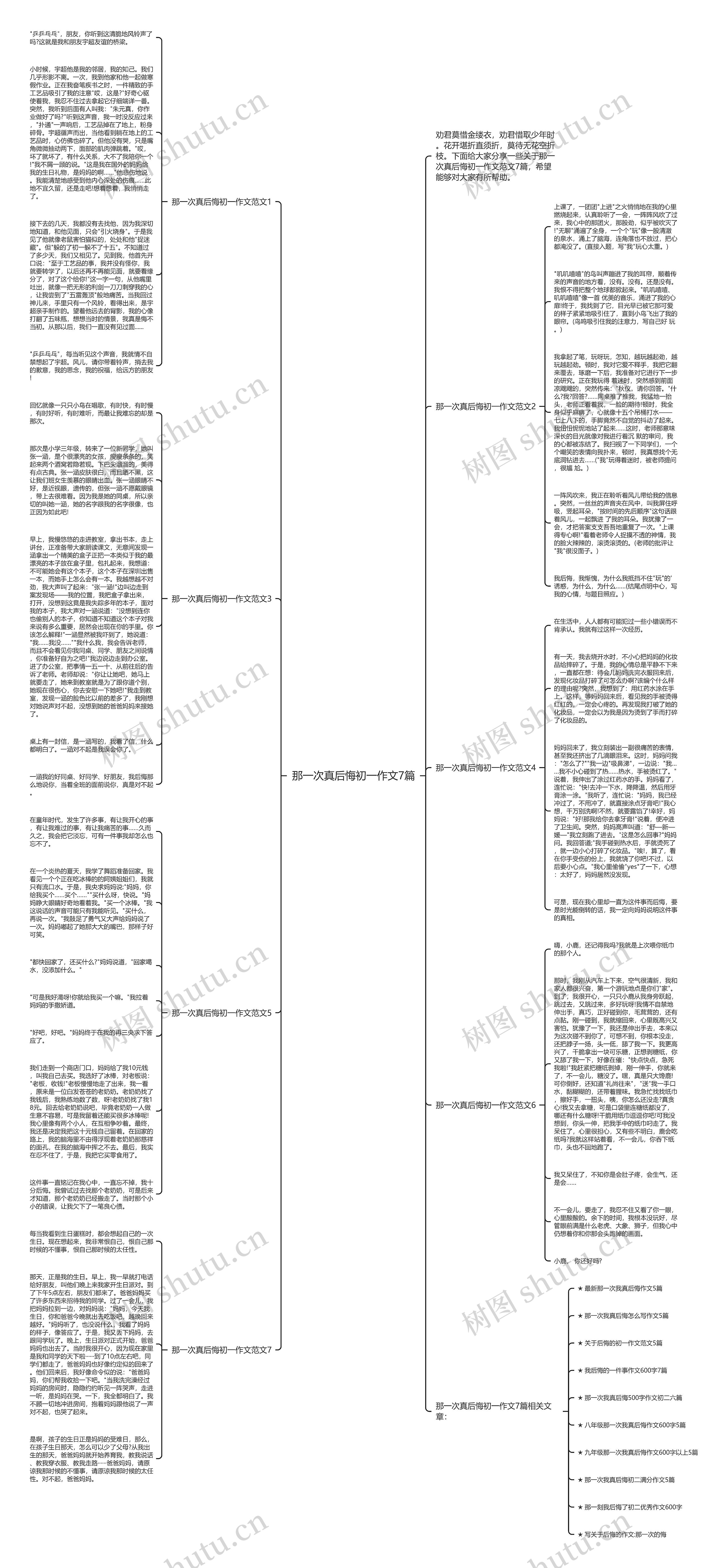 那一次真后悔初一作文7篇思维导图