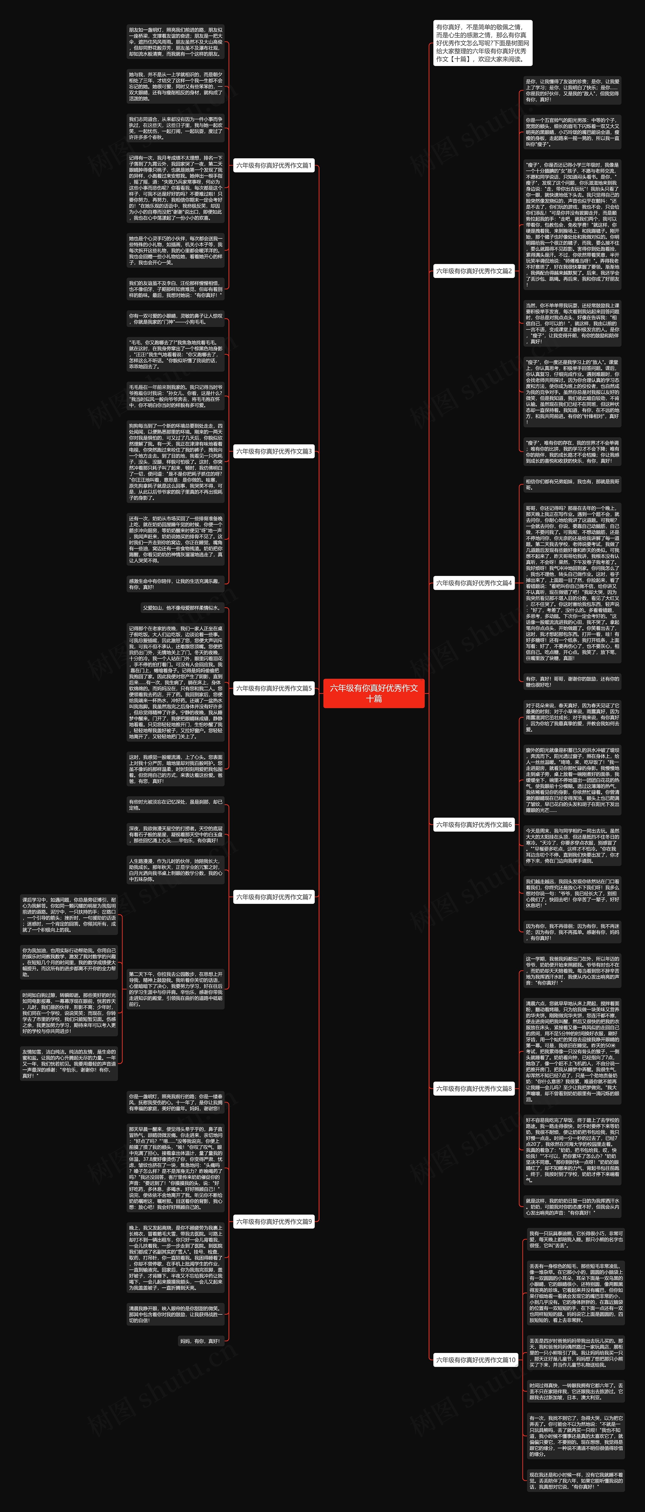 六年级有你真好优秀作文十篇思维导图
