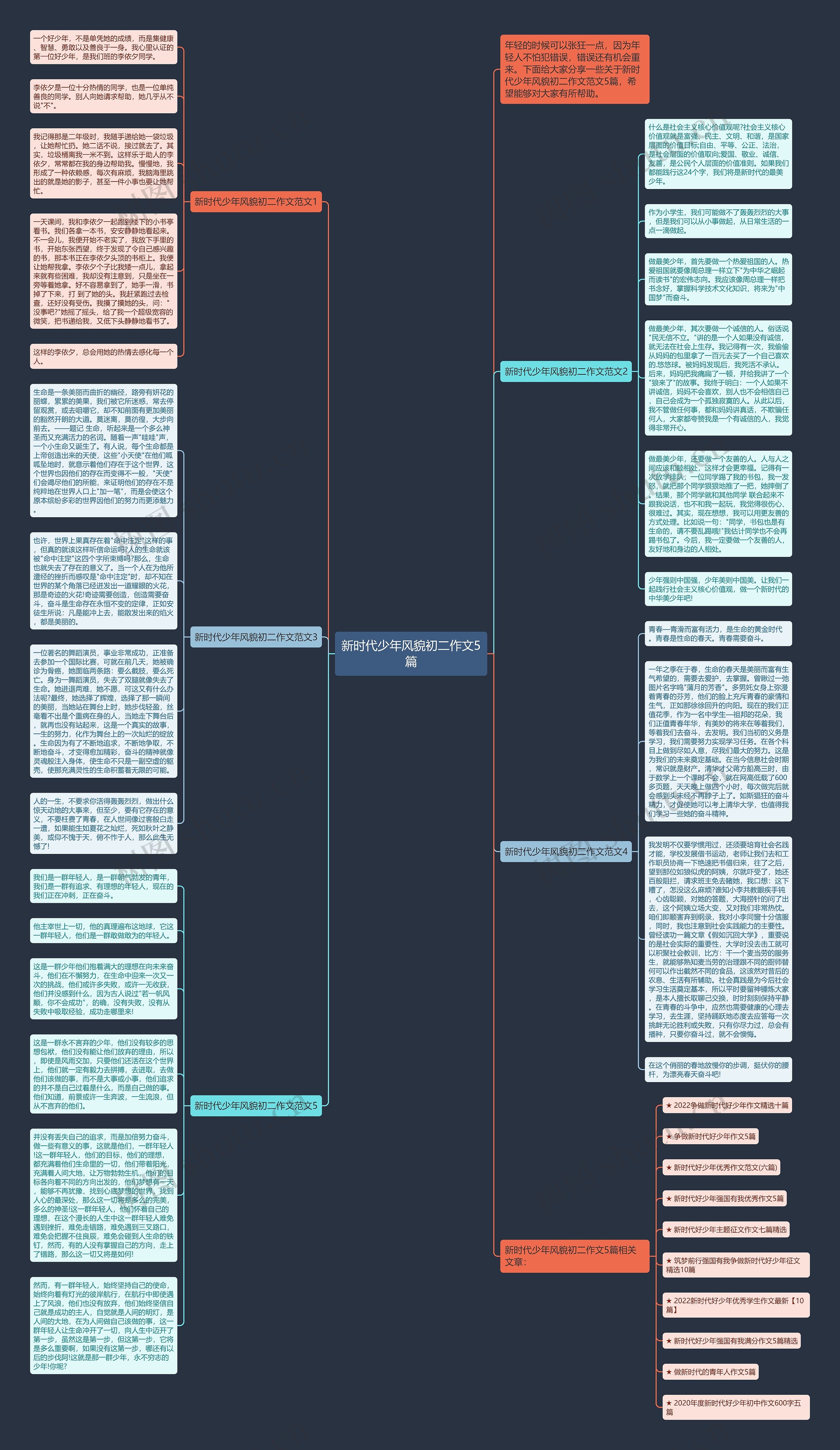 新时代少年风貌初二作文5篇思维导图