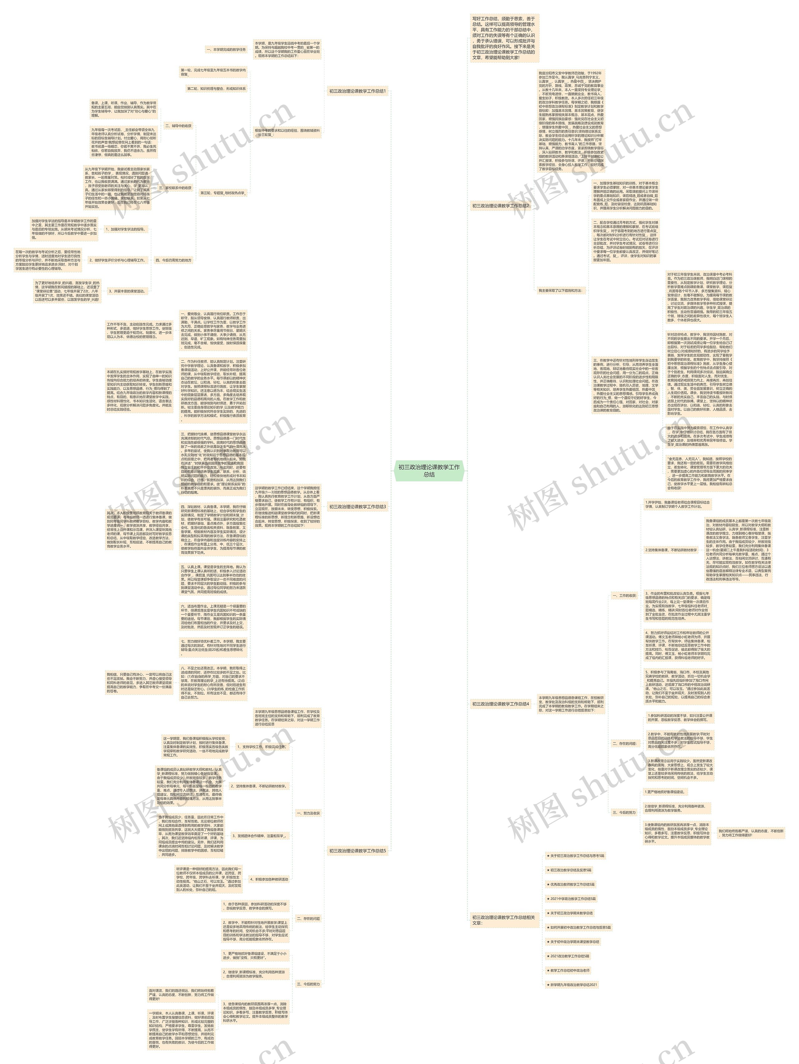 初三政治理论课教学工作总结思维导图