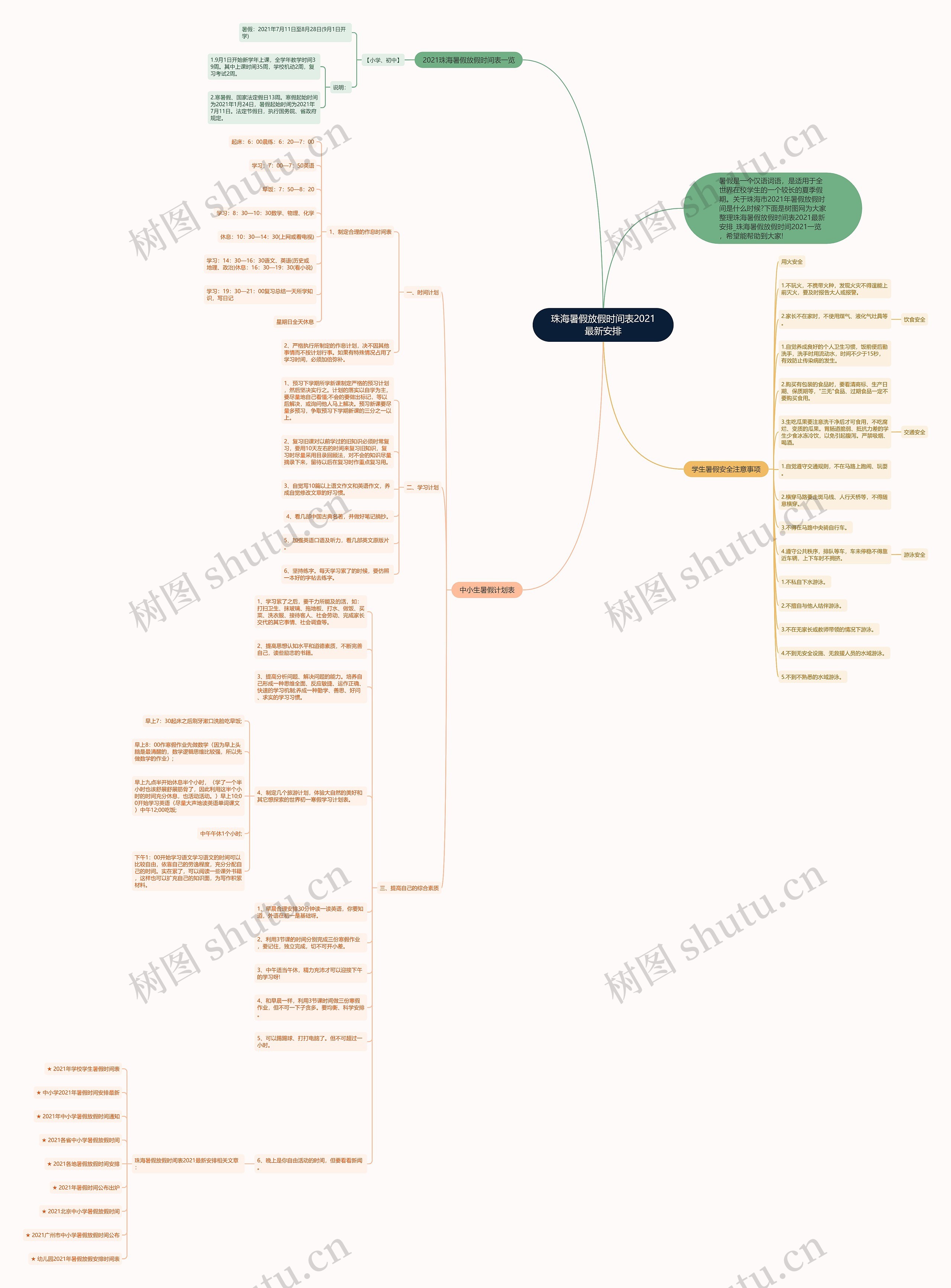 珠海暑假放假时间表2021最新安排思维导图