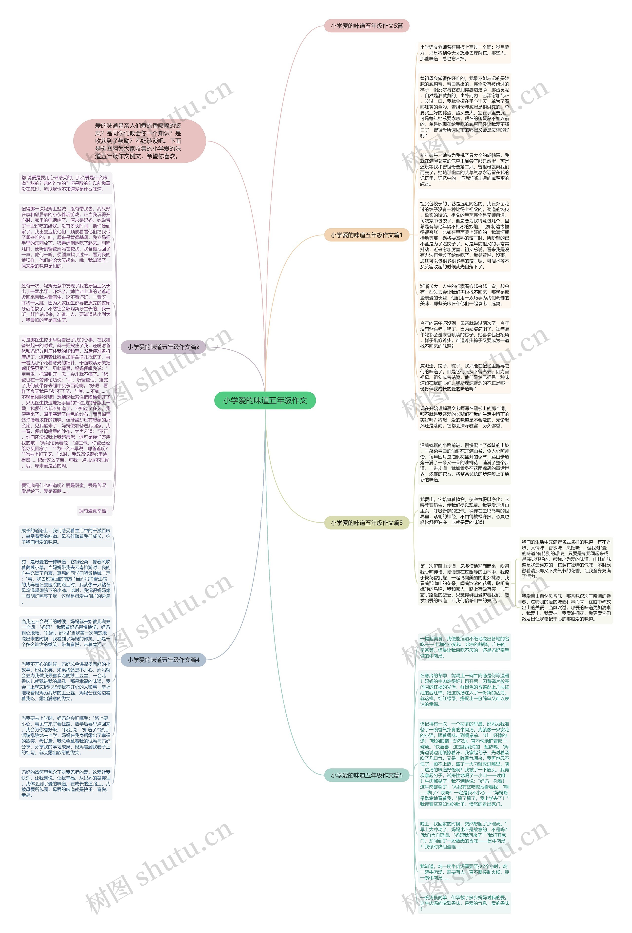 小学爱的味道五年级作文思维导图
