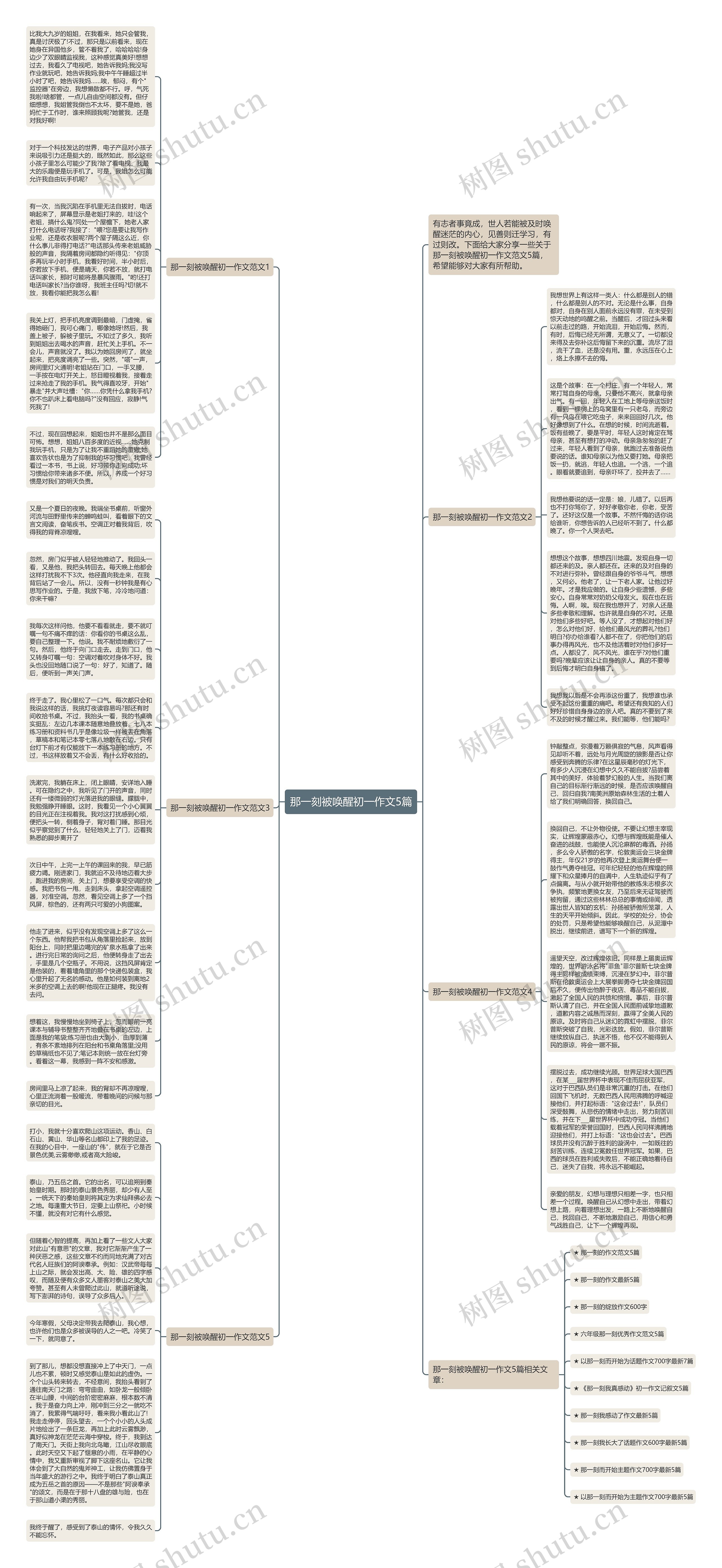 那一刻被唤醒初一作文5篇思维导图