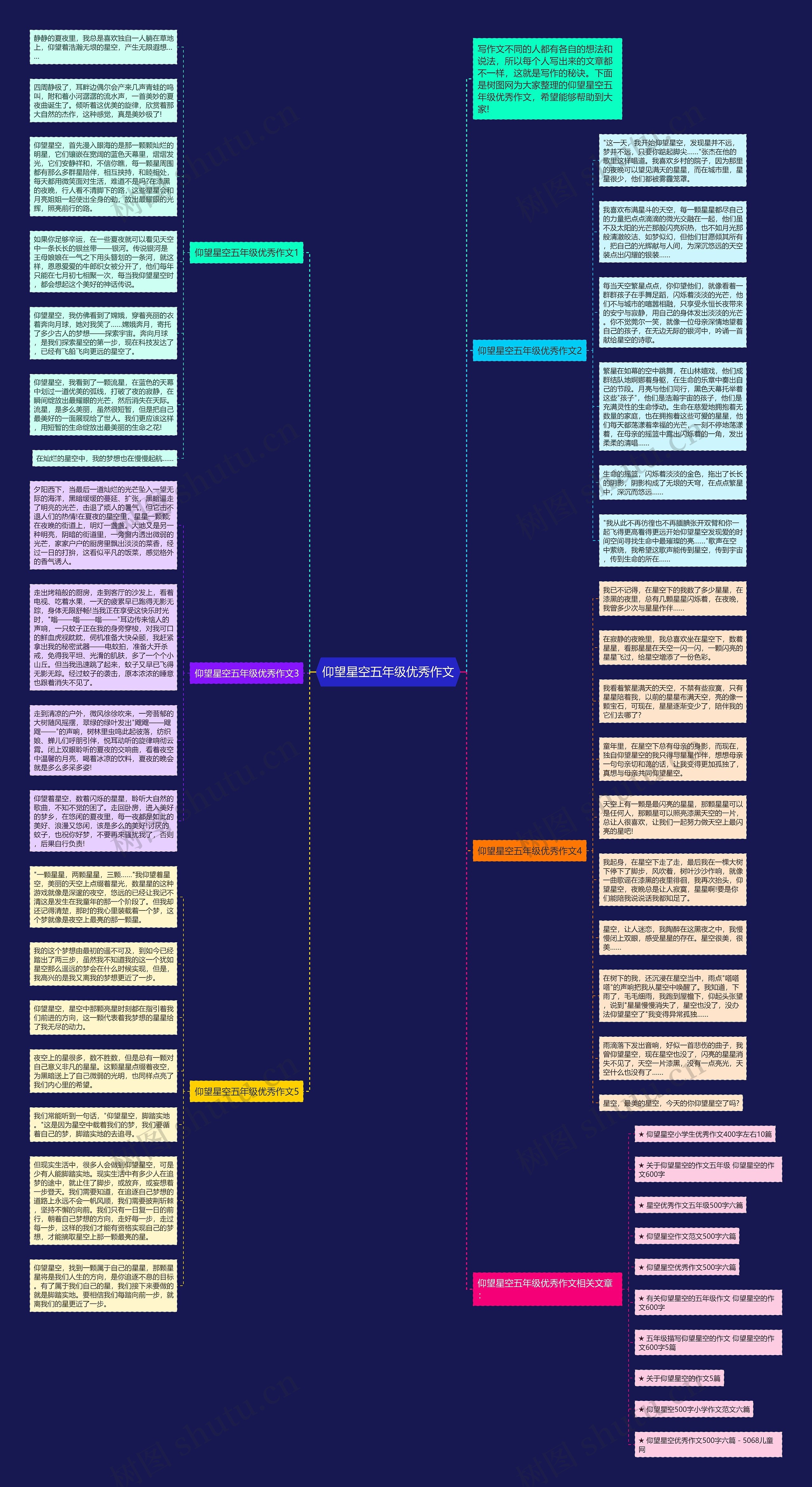 仰望星空五年级优秀作文思维导图