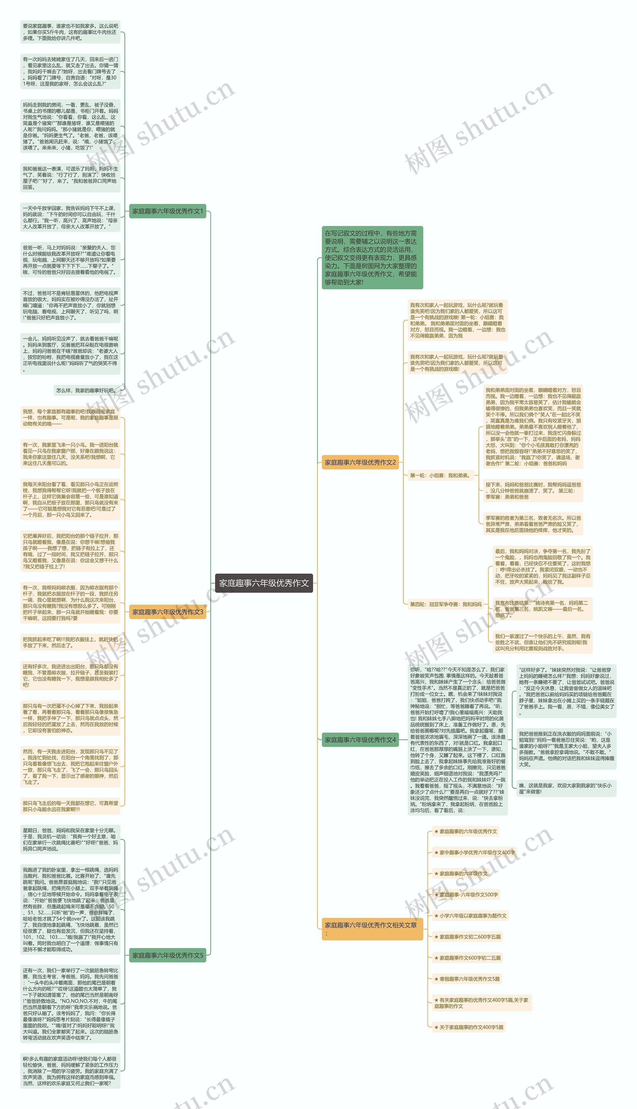 家庭趣事六年级优秀作文思维导图