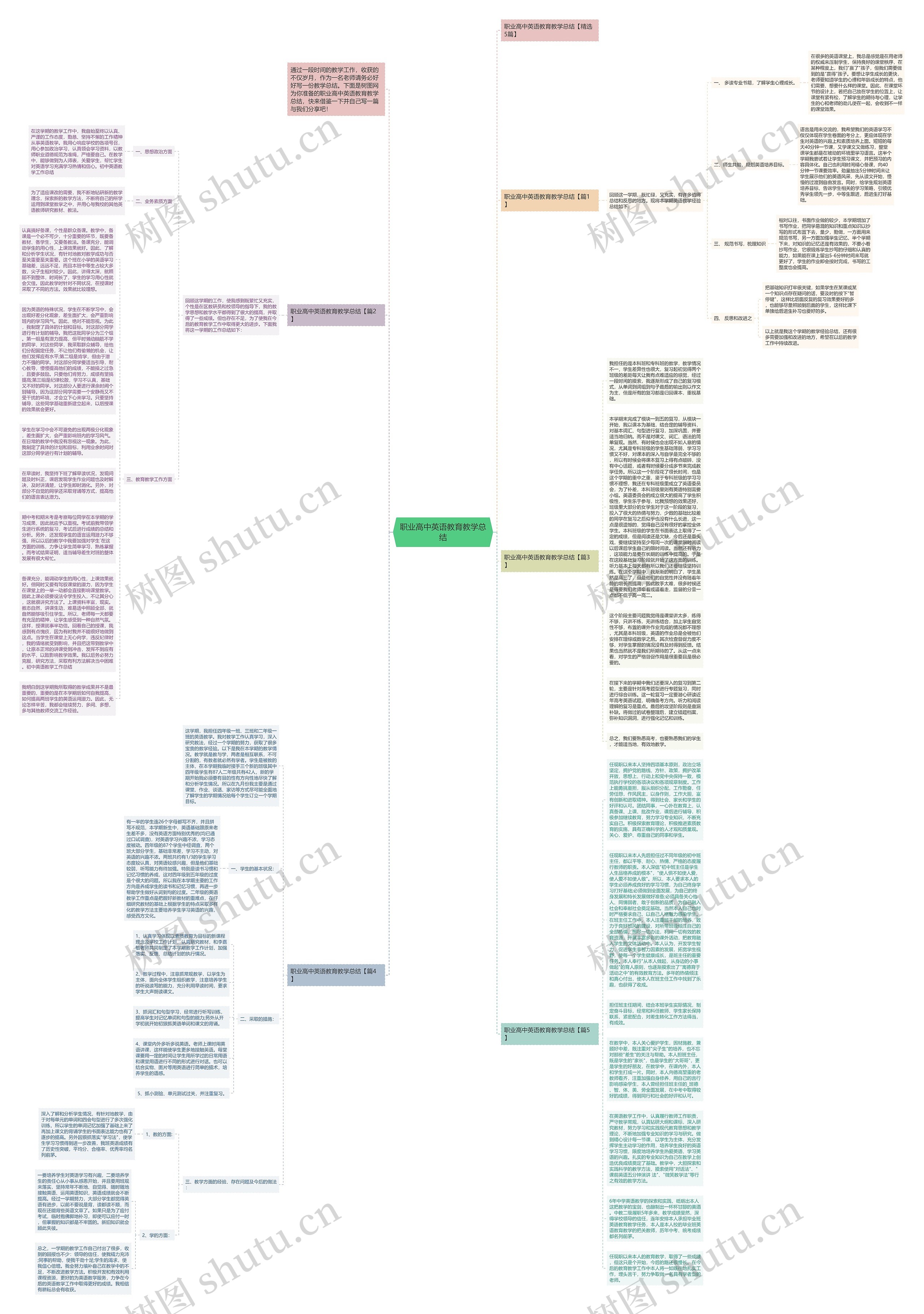 职业高中英语教育教学总结思维导图