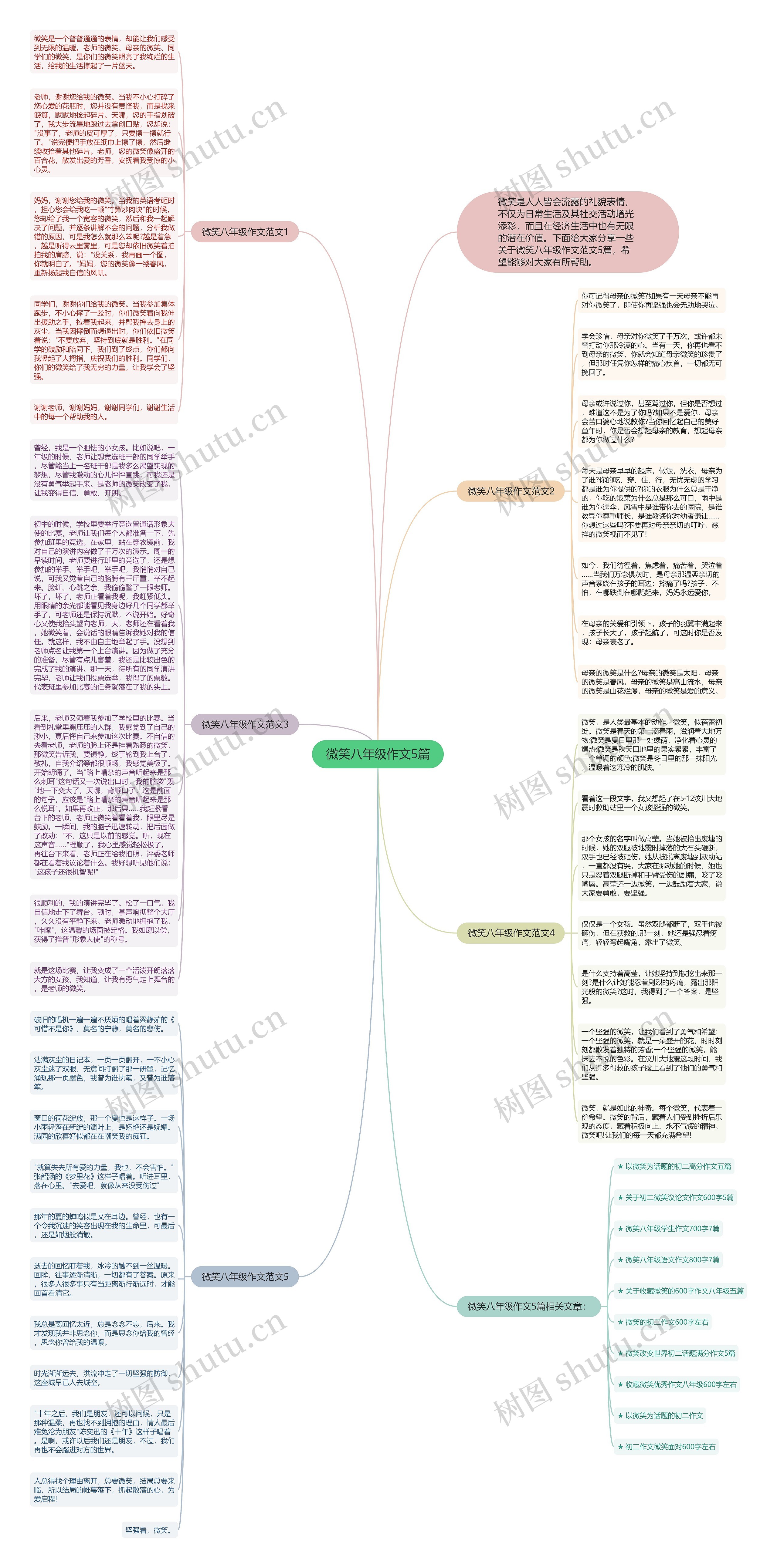 微笑八年级作文5篇思维导图