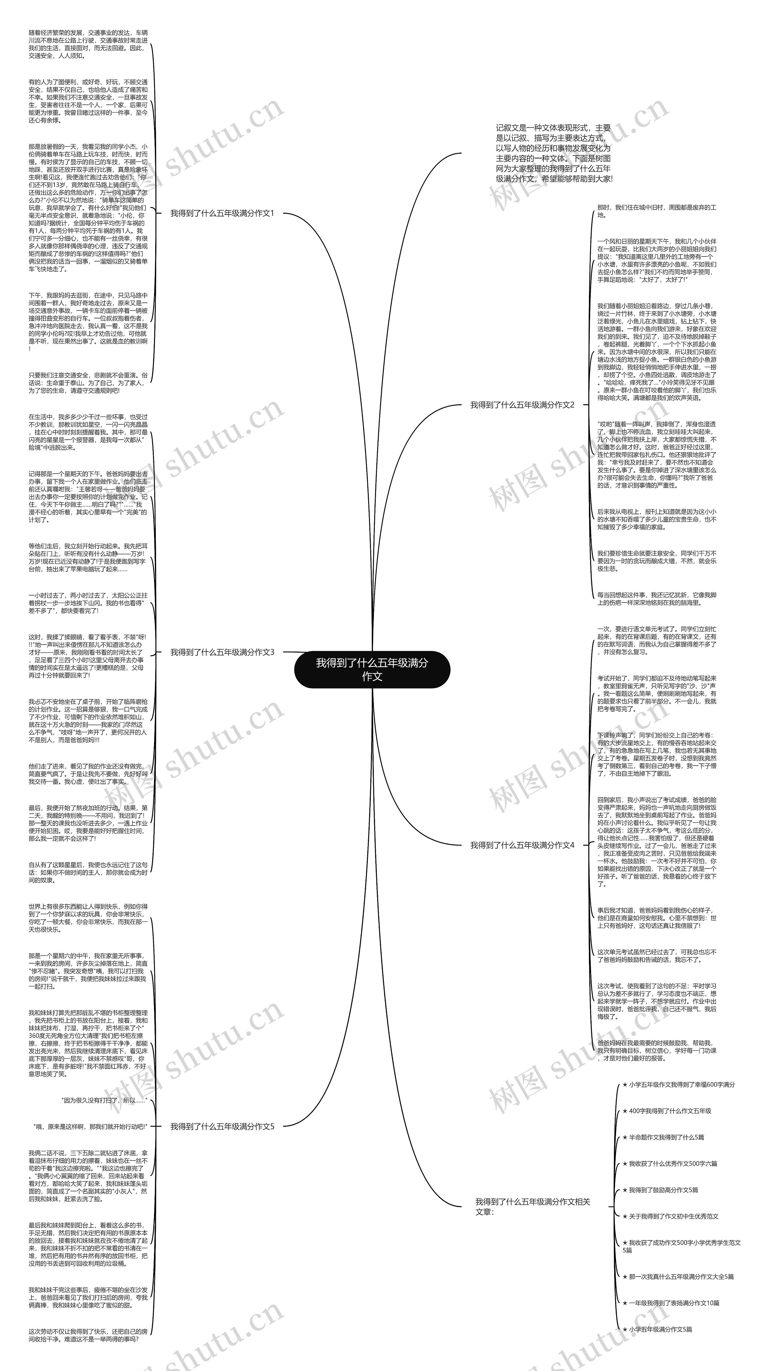 我得到了什么五年级满分作文思维导图