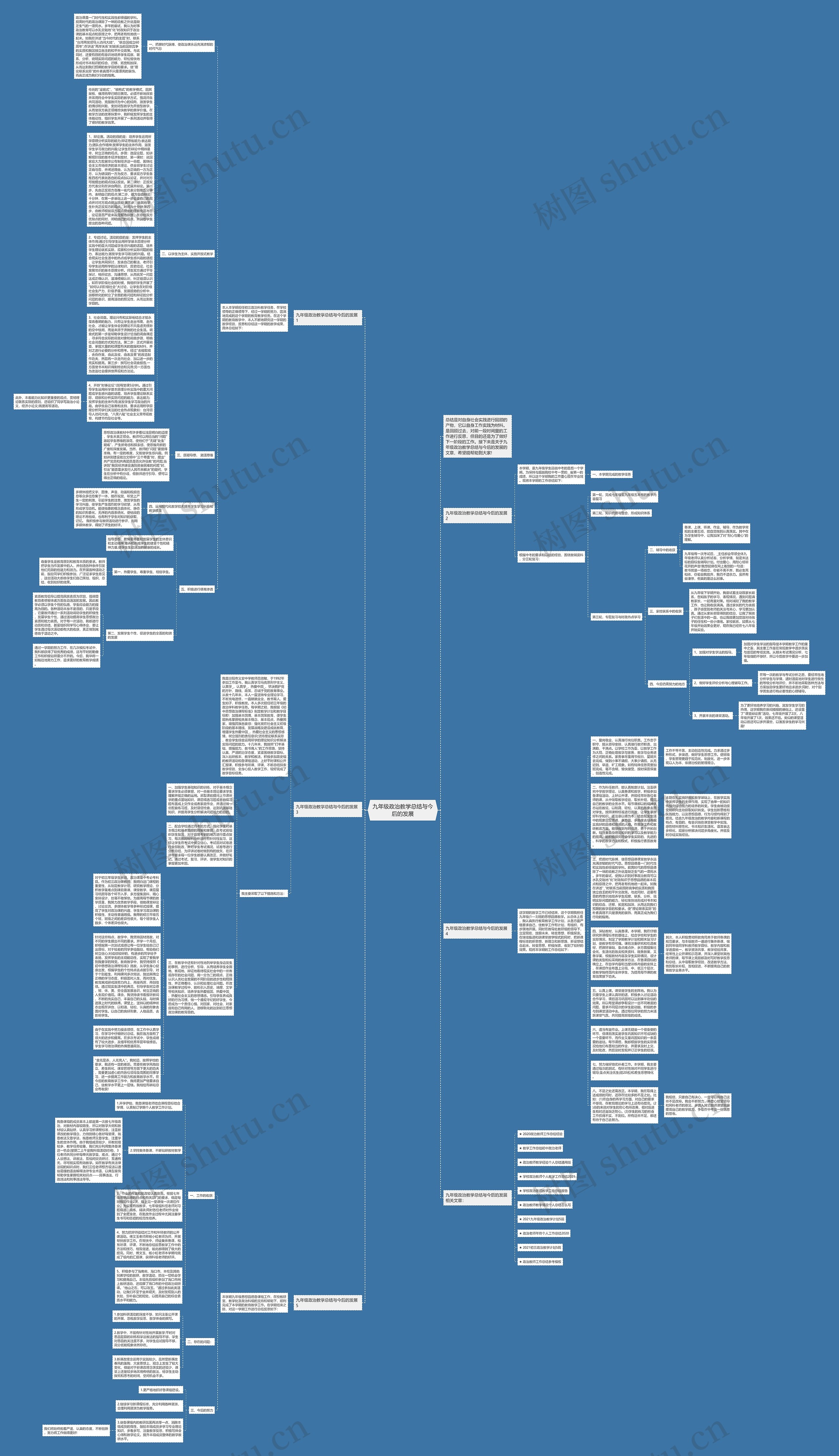 九年级政治教学总结与今后的发展思维导图