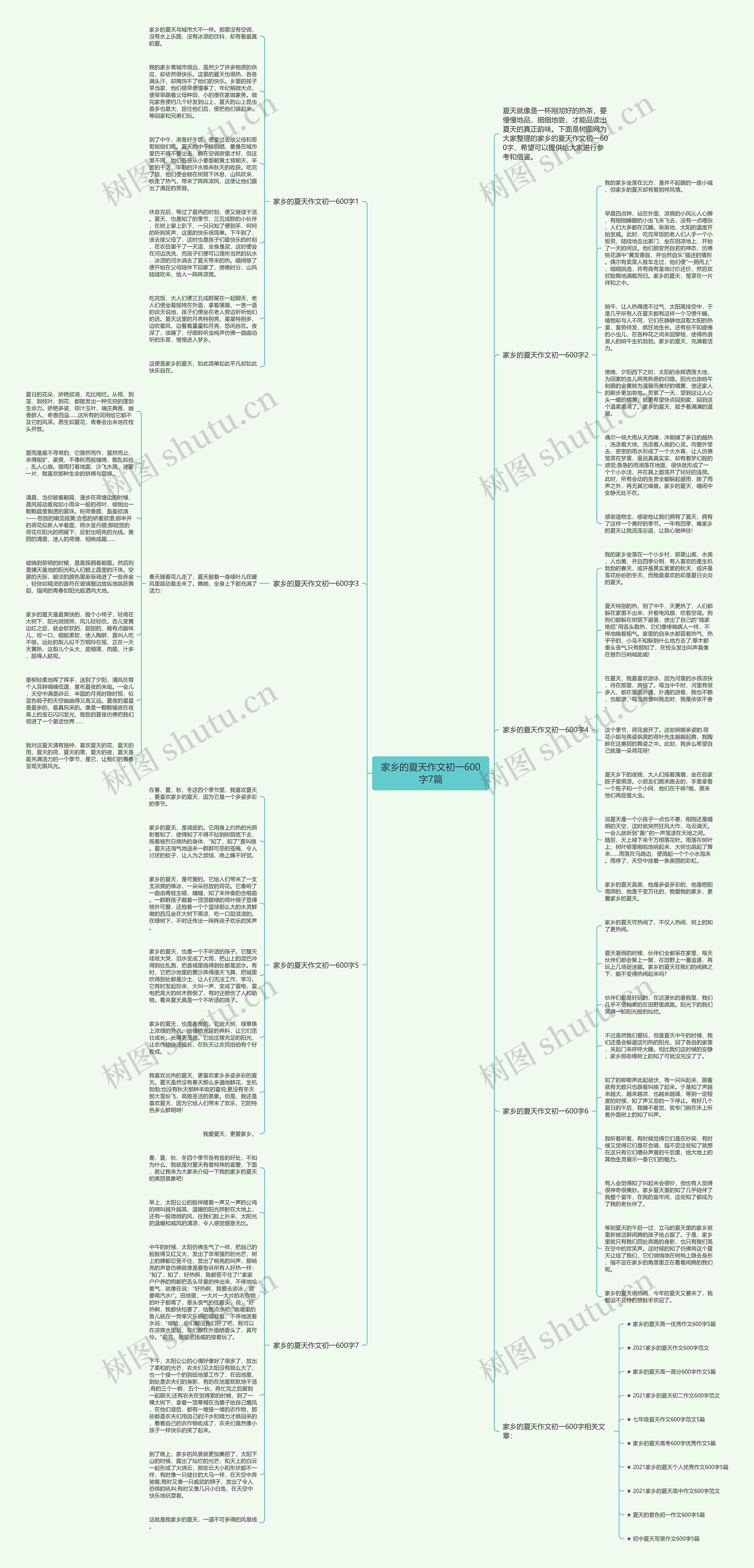 家乡的夏天作文初一600字7篇思维导图