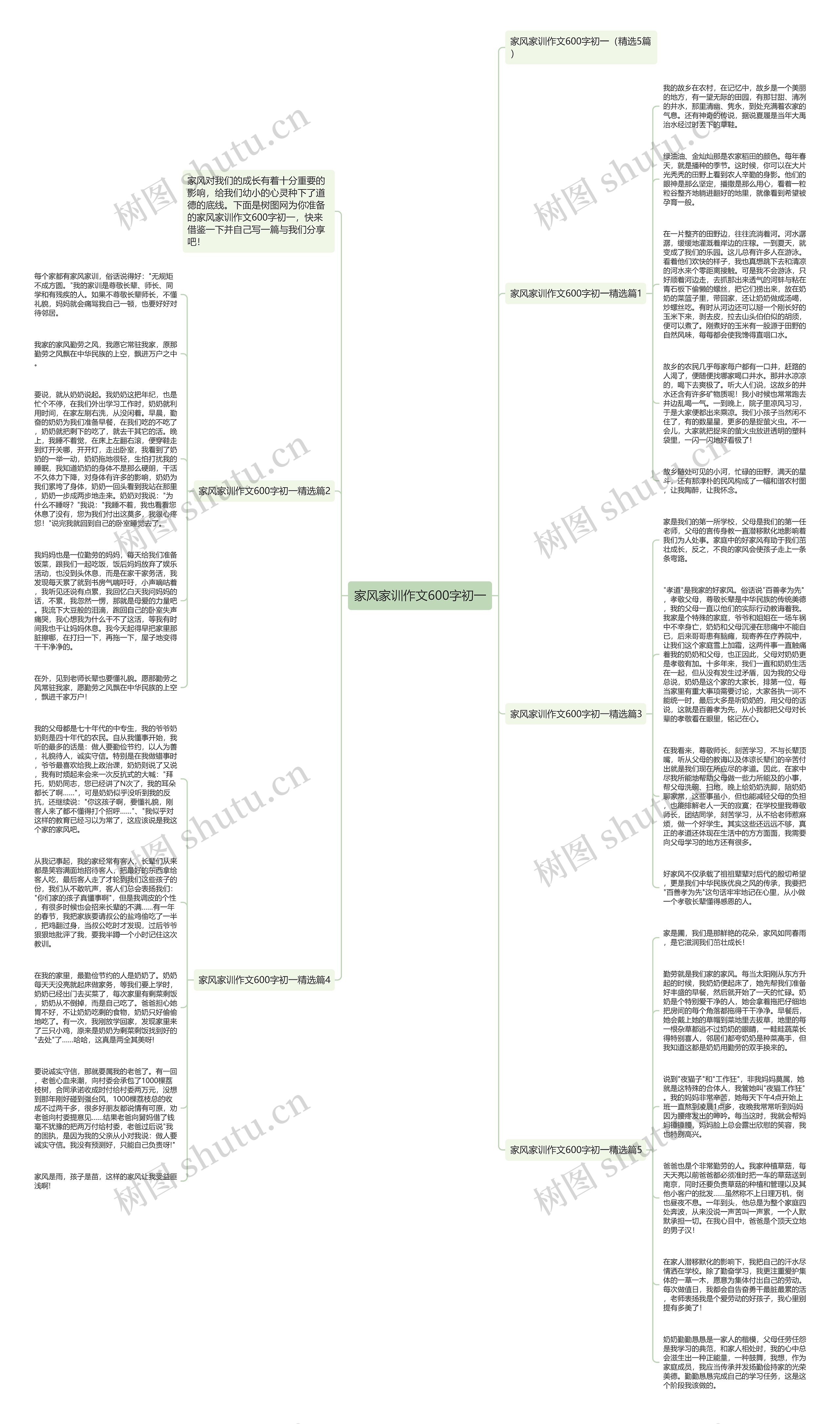 家风家训作文600字初一思维导图