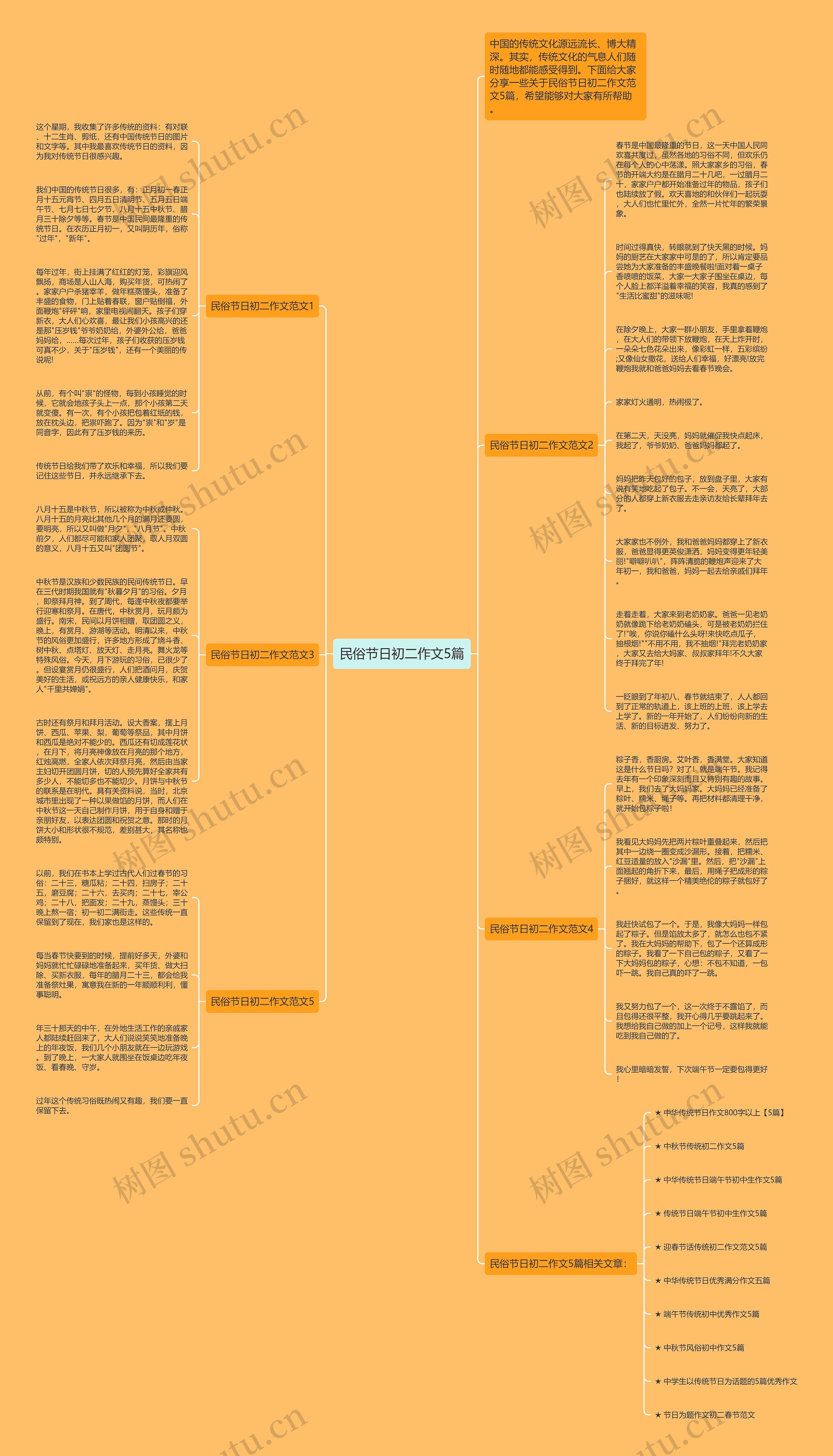 民俗节日初二作文5篇思维导图