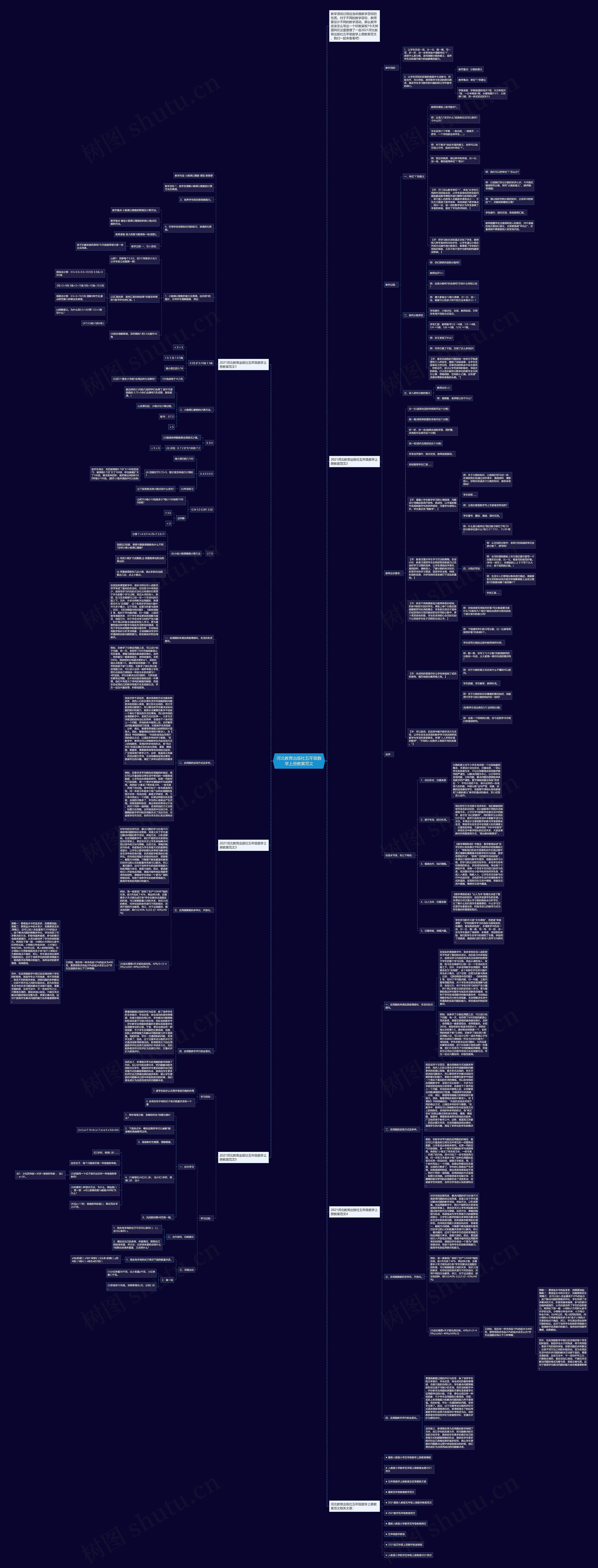 河北教育出版社五年级数学上册教案范文思维导图