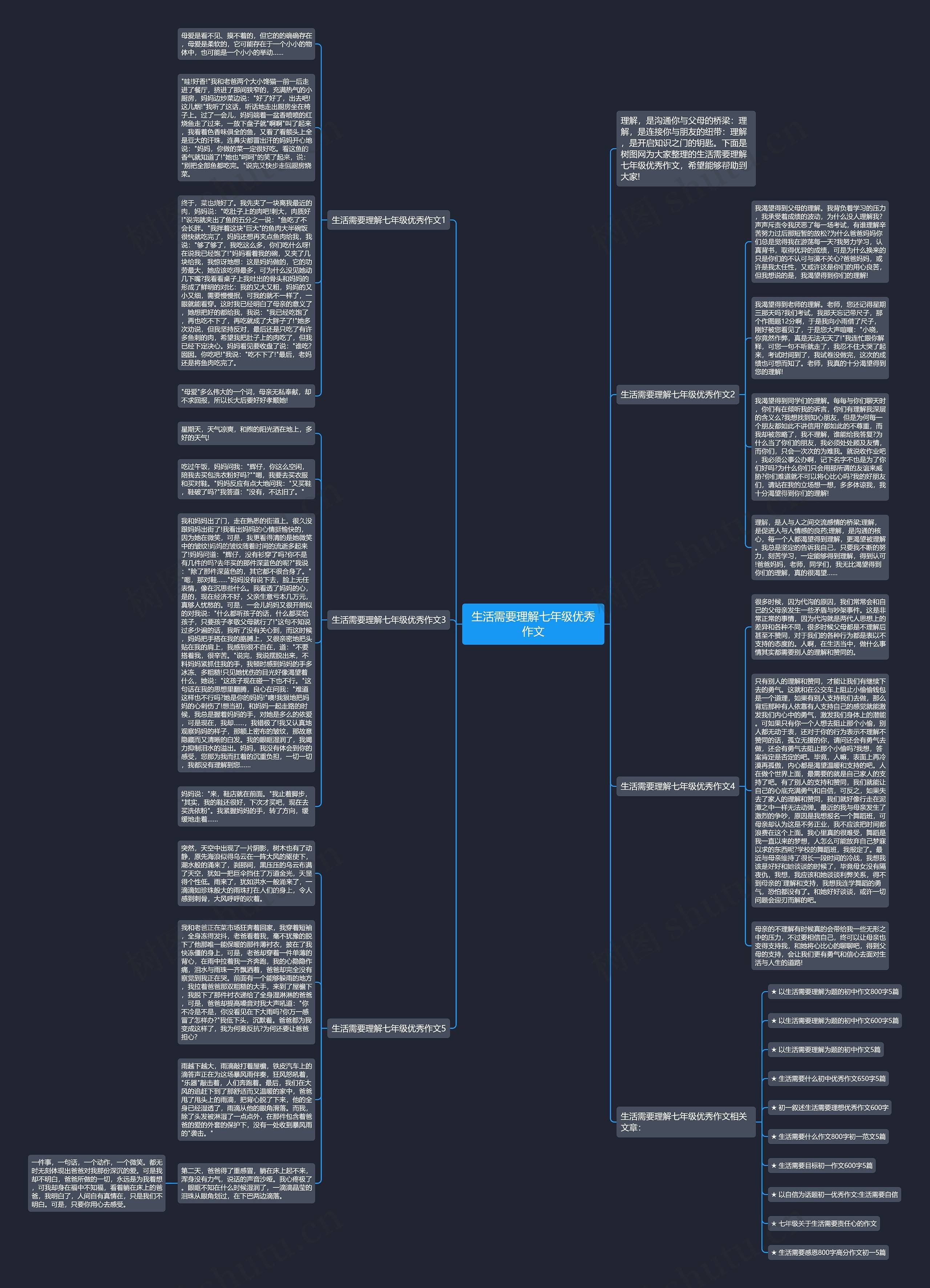 生活需要理解七年级优秀作文思维导图