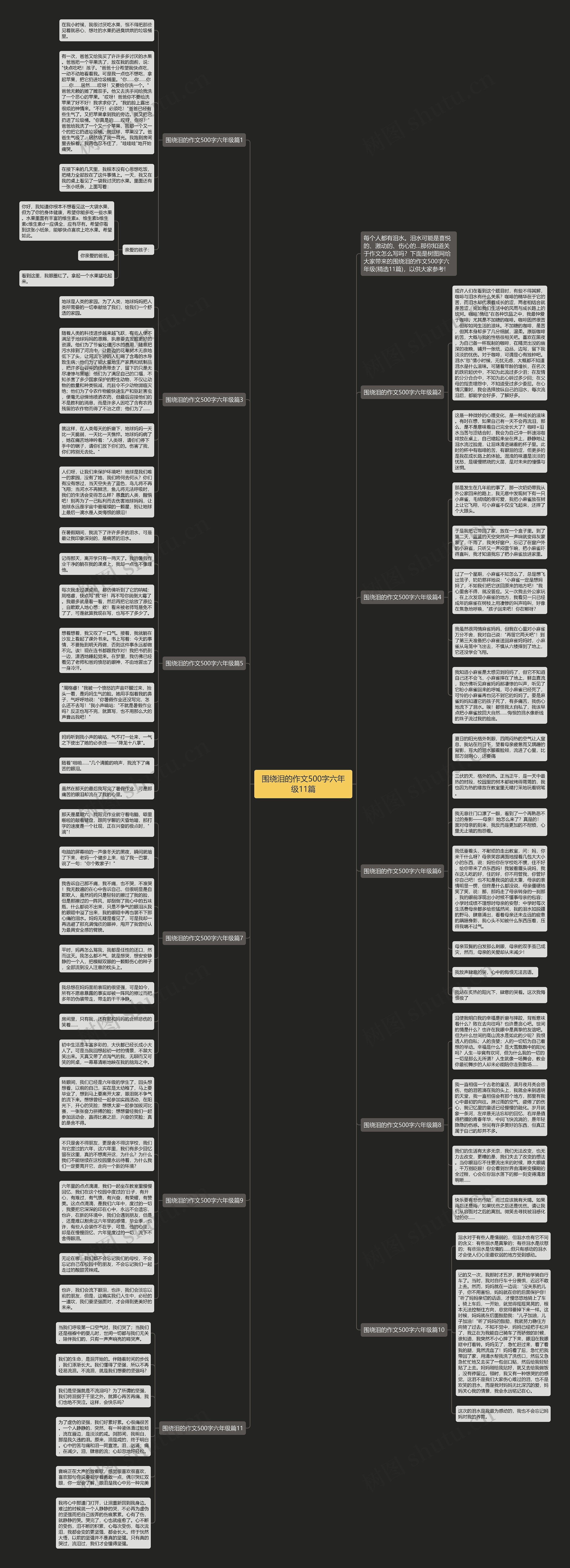 围绕泪的作文500字六年级11篇思维导图