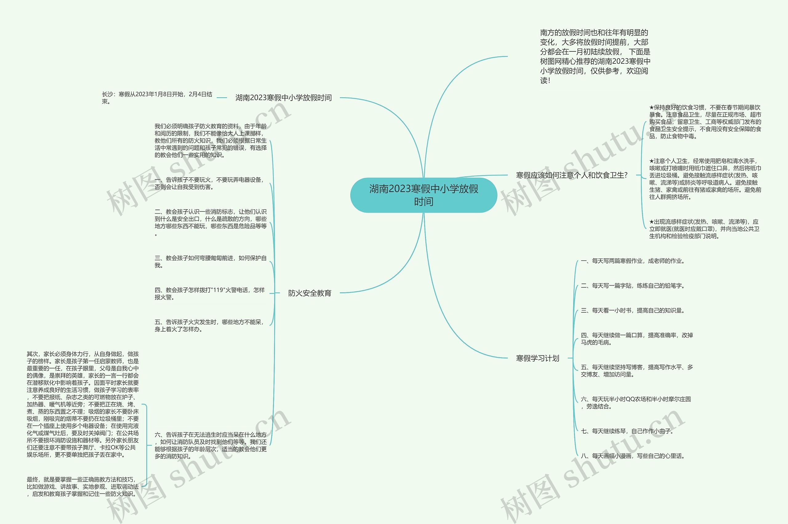 湖南2023寒假中小学放假时间思维导图