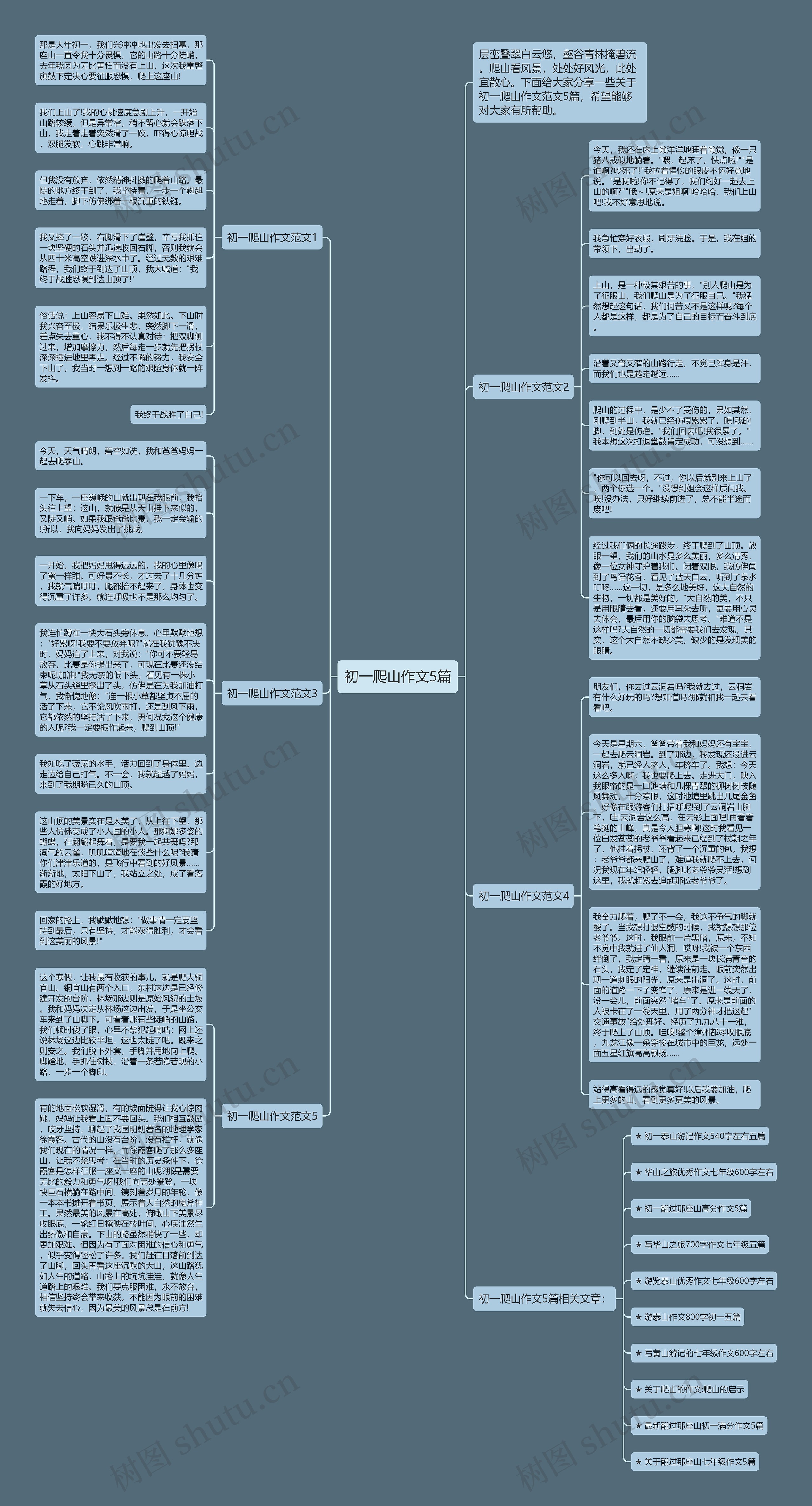 初一爬山作文5篇思维导图