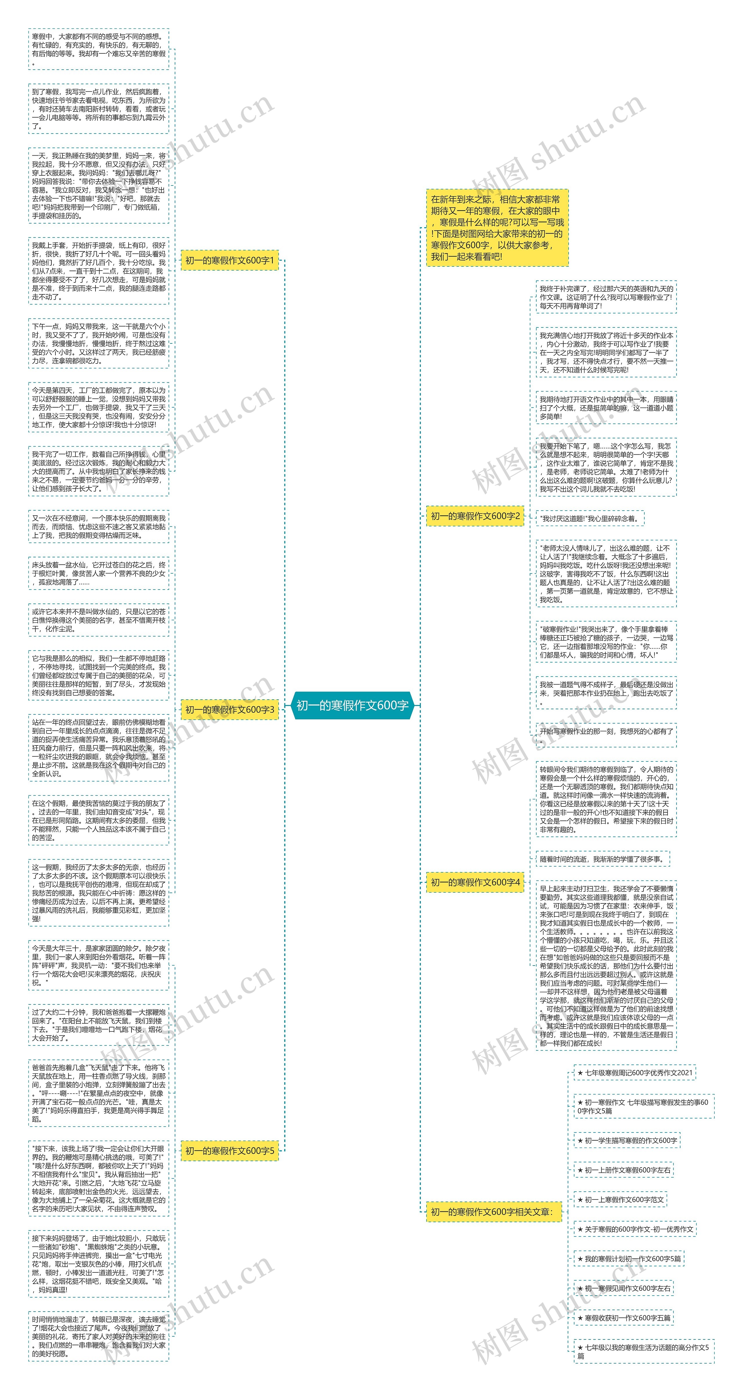 初一的寒假作文600字思维导图