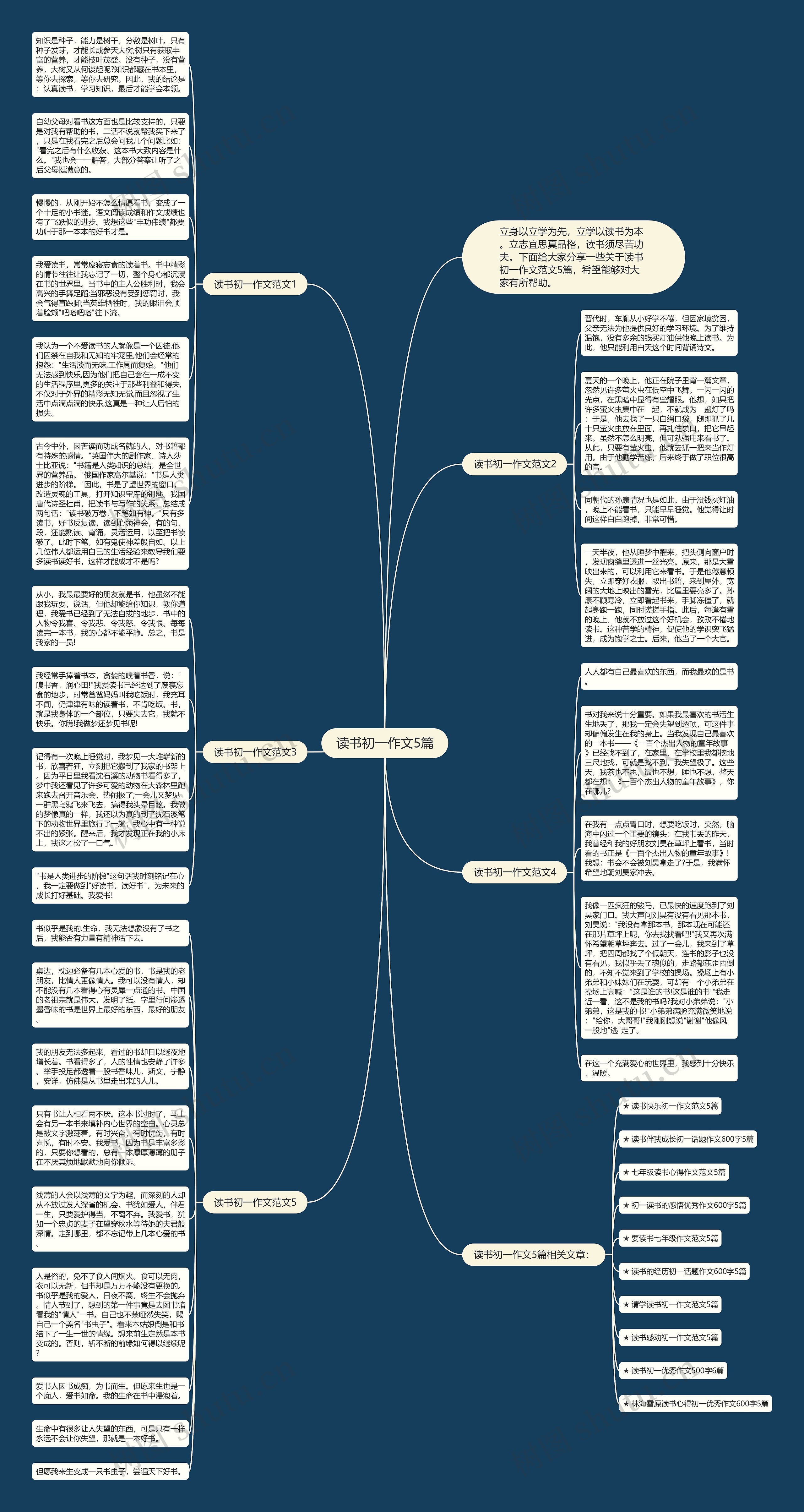 读书初一作文5篇思维导图