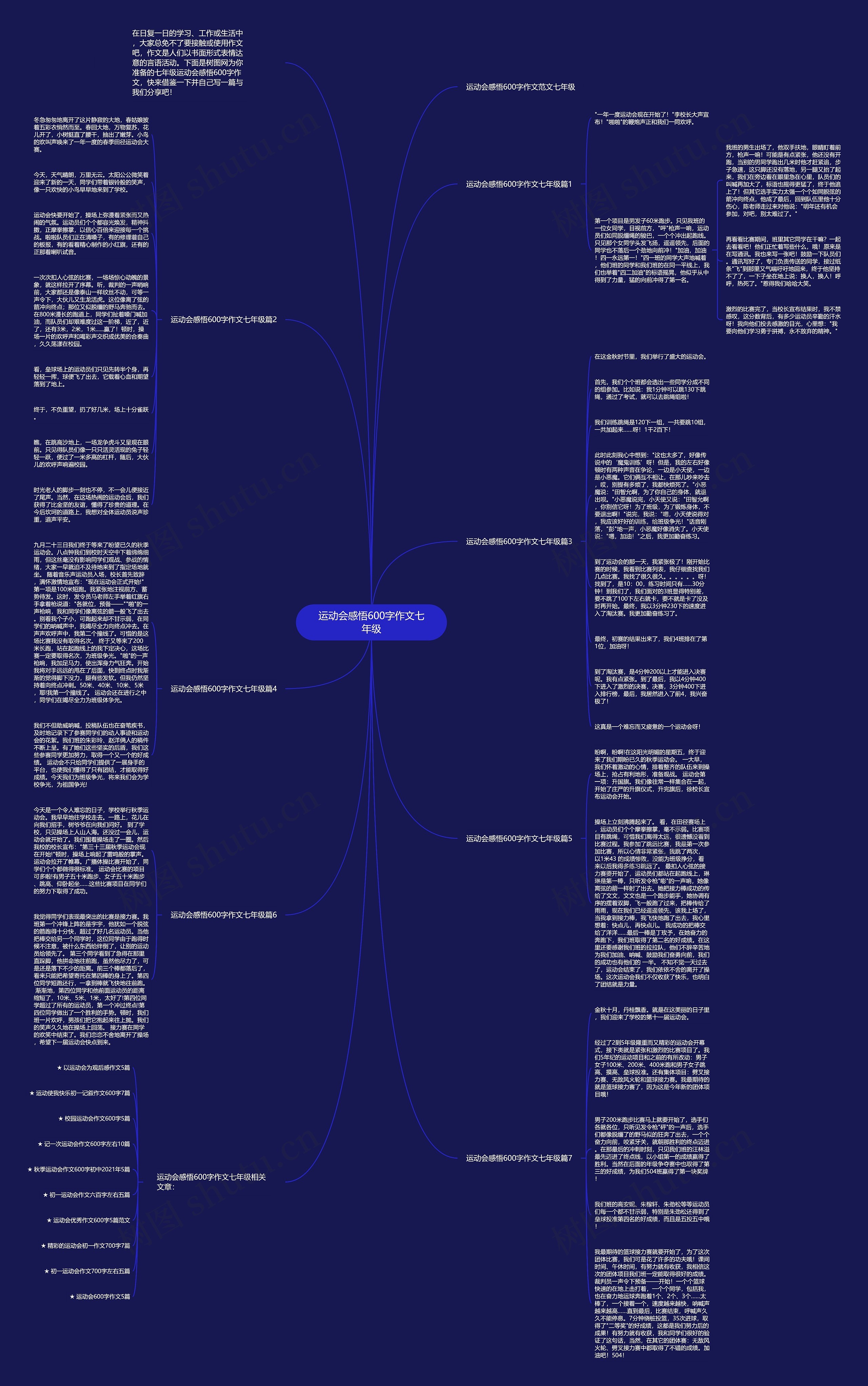 运动会感悟600字作文七年级思维导图