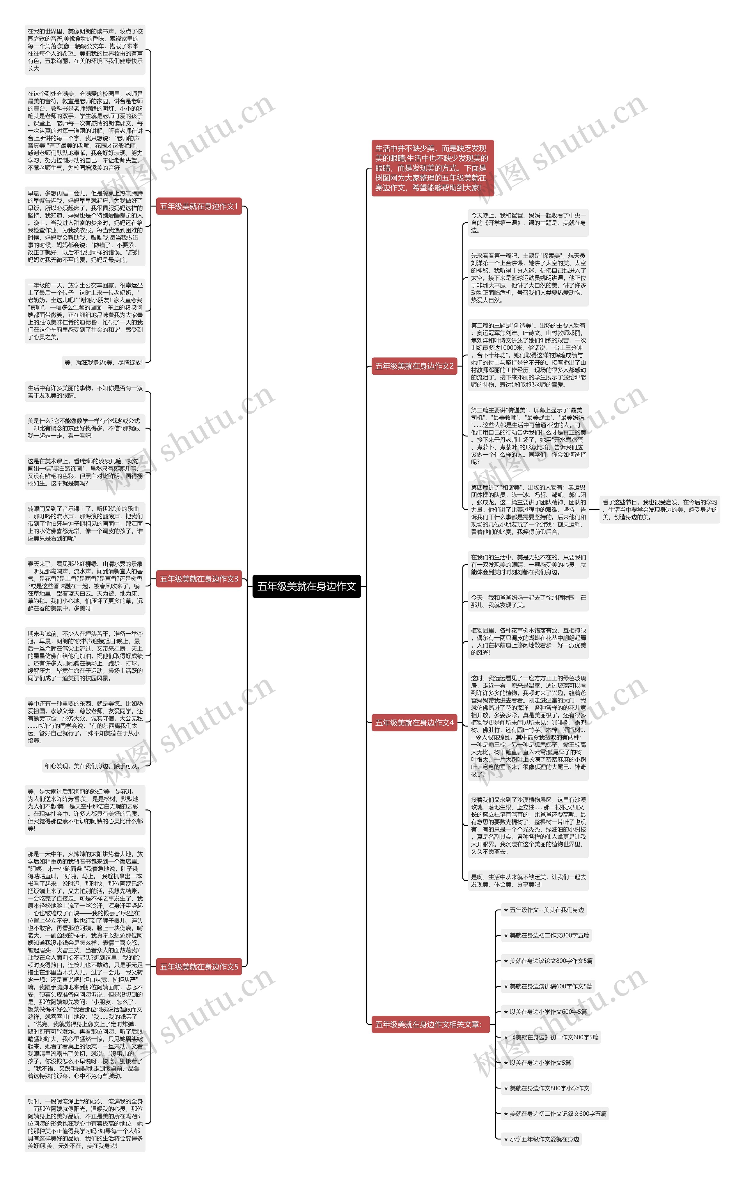 五年级美就在身边作文思维导图