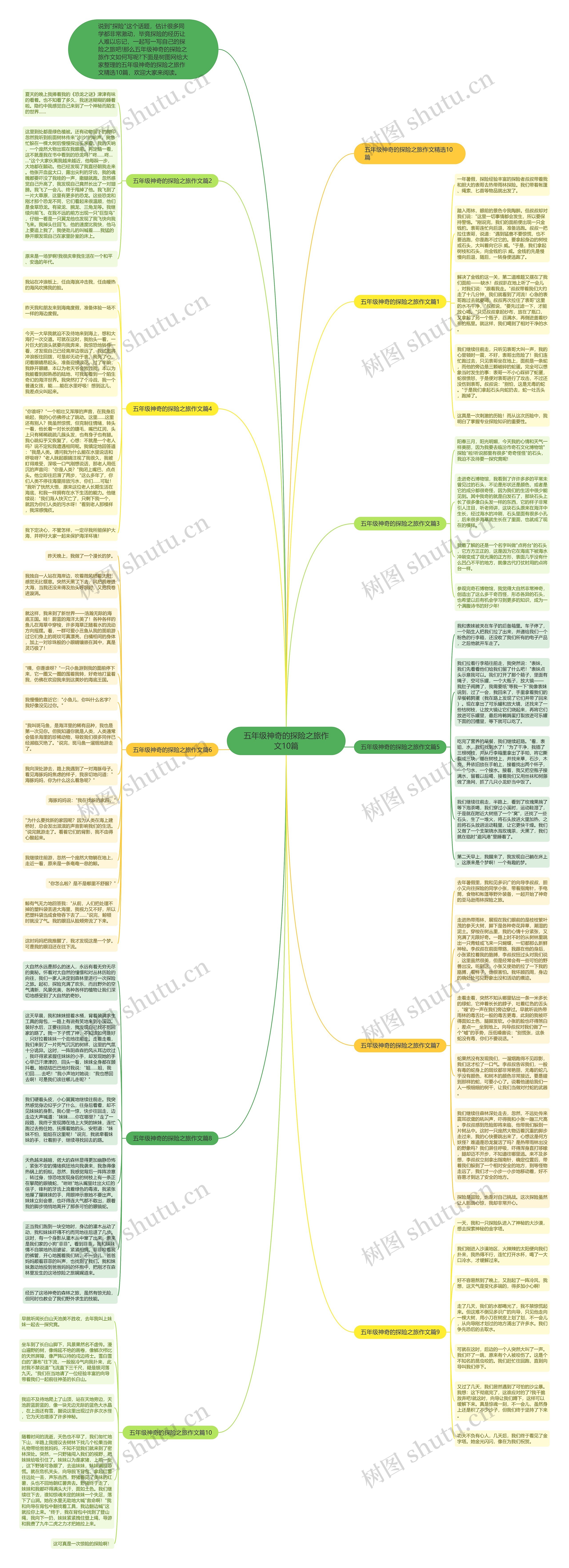 五年级神奇的探险之旅作文10篇思维导图