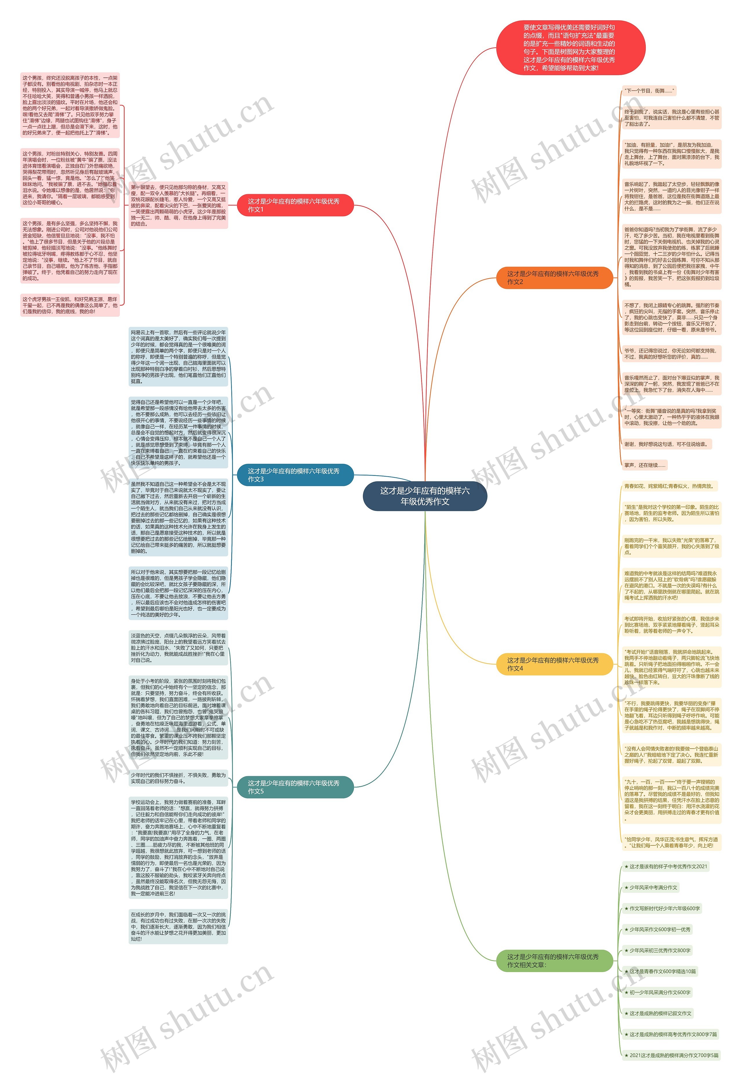 这才是少年应有的模样六年级优秀作文思维导图
