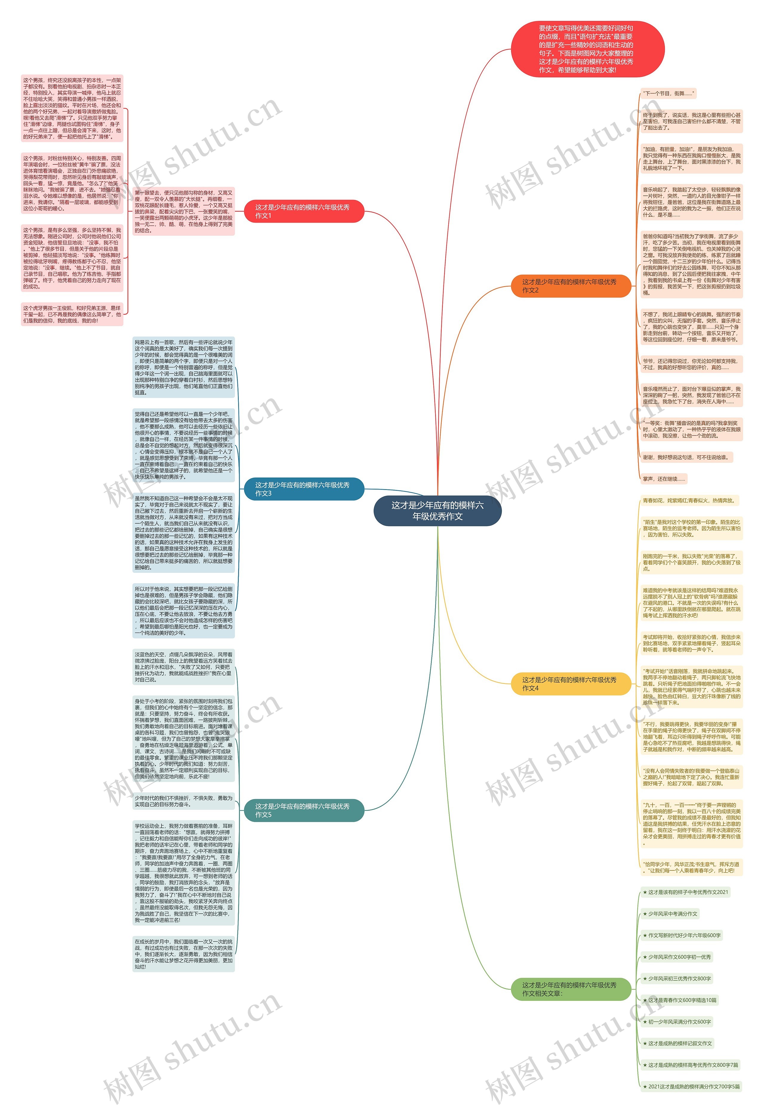 这才是少年应有的模样六年级优秀作文思维导图高清图 这才是少年应有的模样六年级优秀作文思维导图